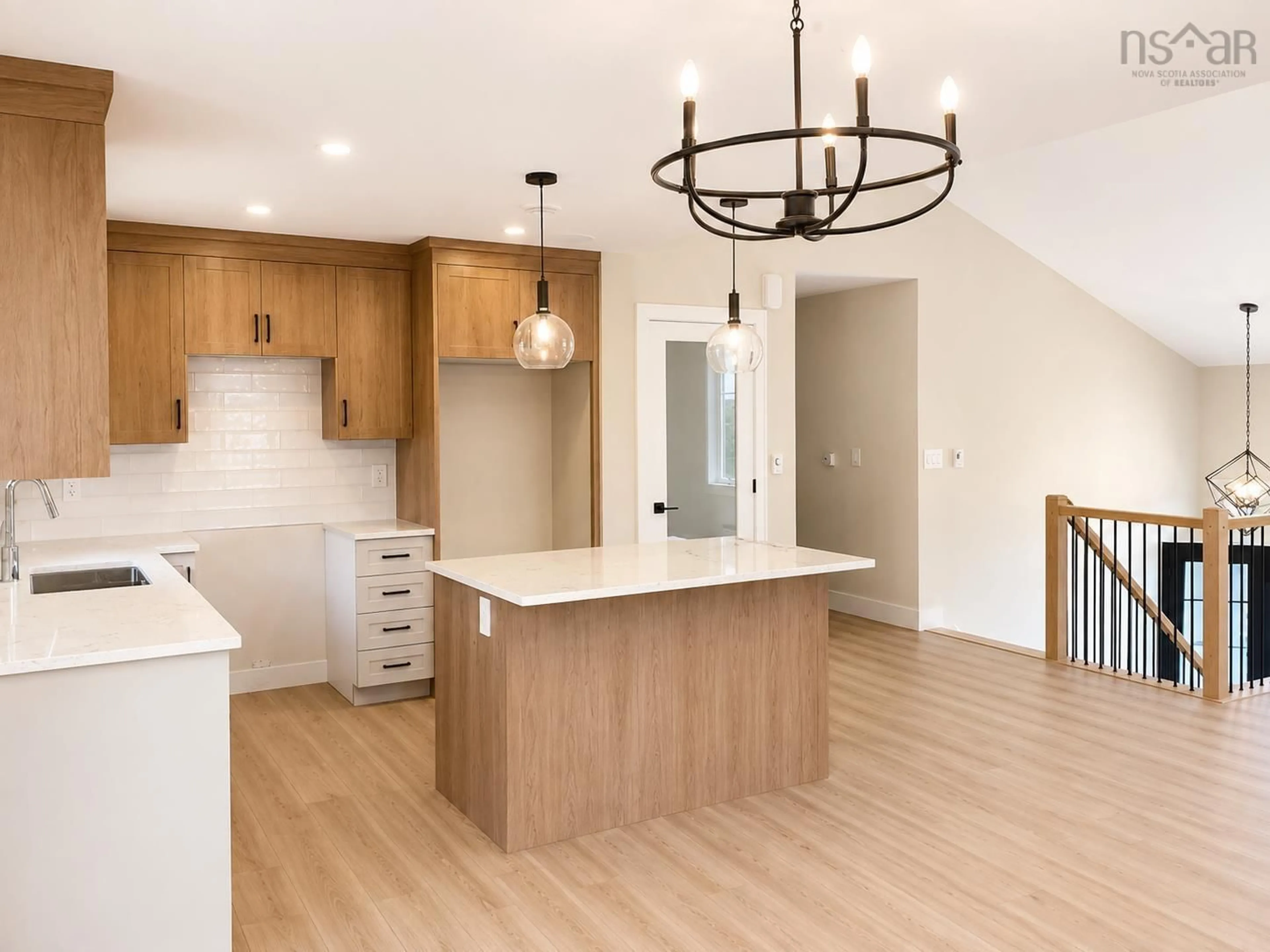 Open concept kitchen, wood/laminate floor for 227 Bondi Dr, Middle Sackville Nova Scotia B0N 1Z0
