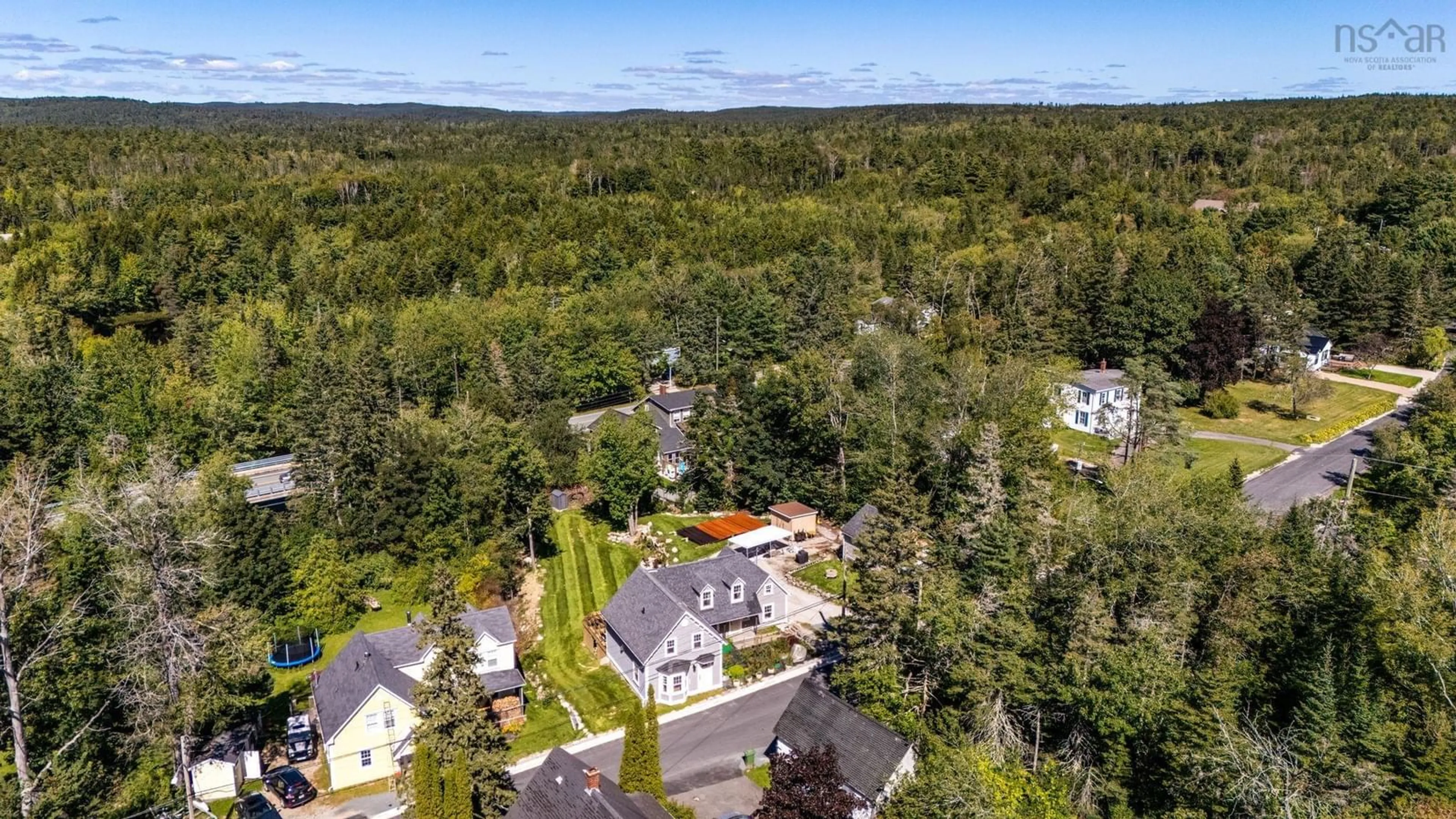 A pic from outside/outdoor area/front of a property/back of a property/a pic from drone, forest/trees view for 35 Shankel Rd, Hubbards Nova Scotia B0J 1T0
