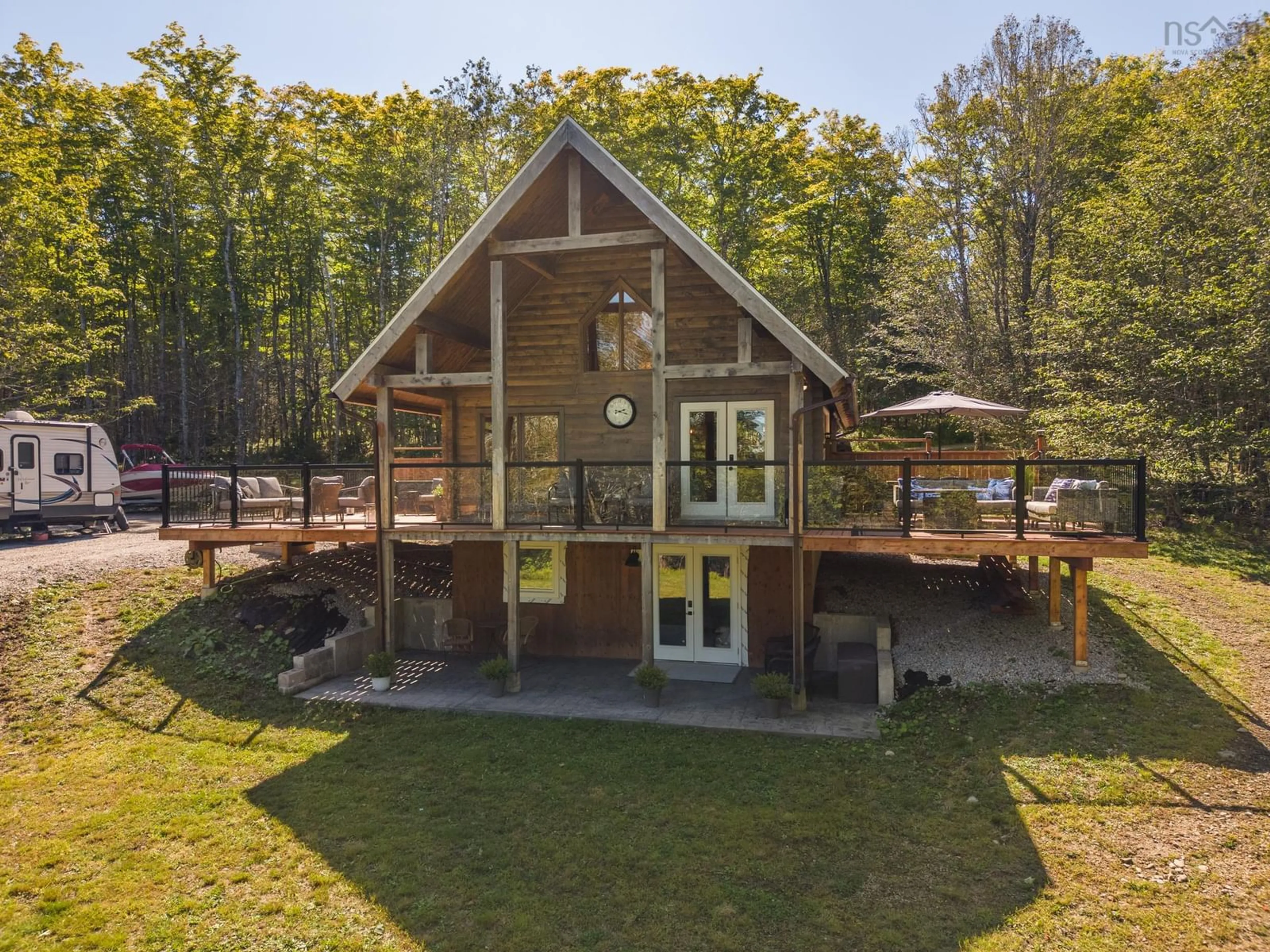 A pic from outside/outdoor area/front of a property/back of a property/a pic from drone, water/lake/river/ocean view for 575 Golden Forest Rd, North Kemptville Nova Scotia B5A 5P2