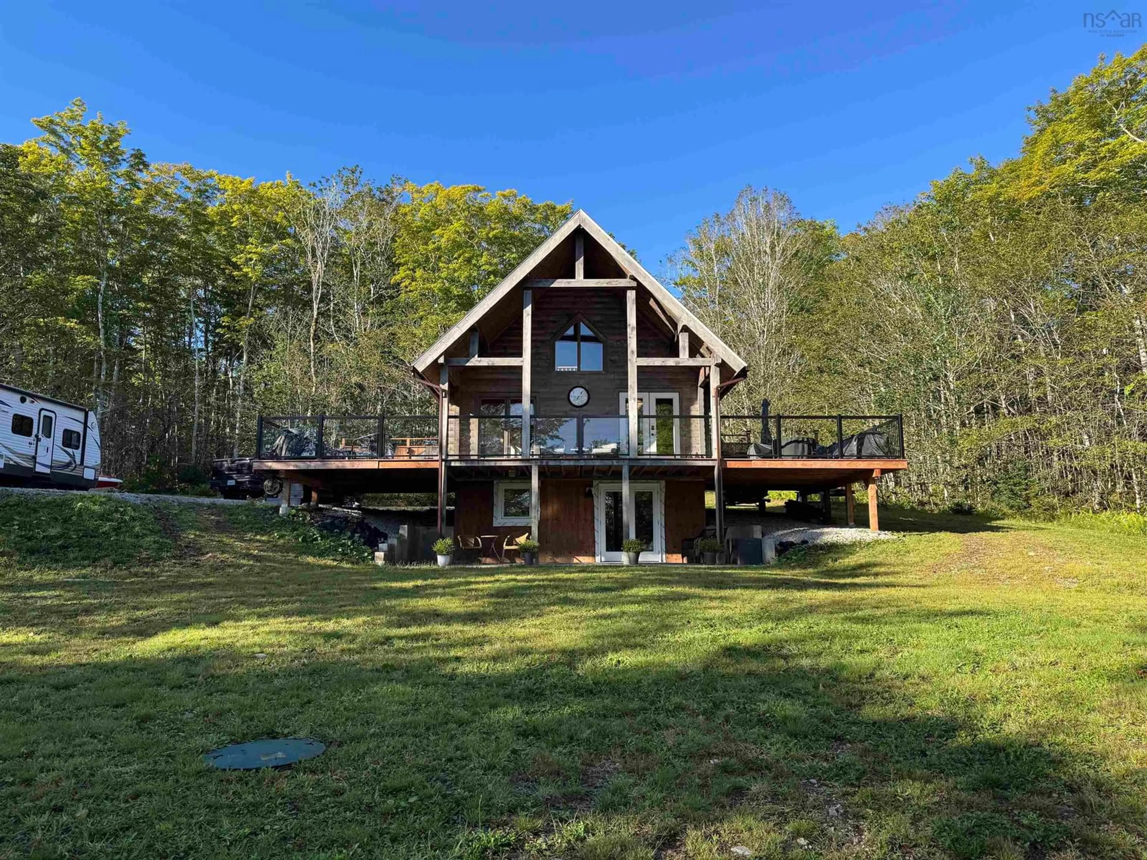 A pic from outside/outdoor area/front of a property/back of a property/a pic from drone, water/lake/river/ocean view for 575 Golden Forest Rd, North Kemptville Nova Scotia B5A 5P2