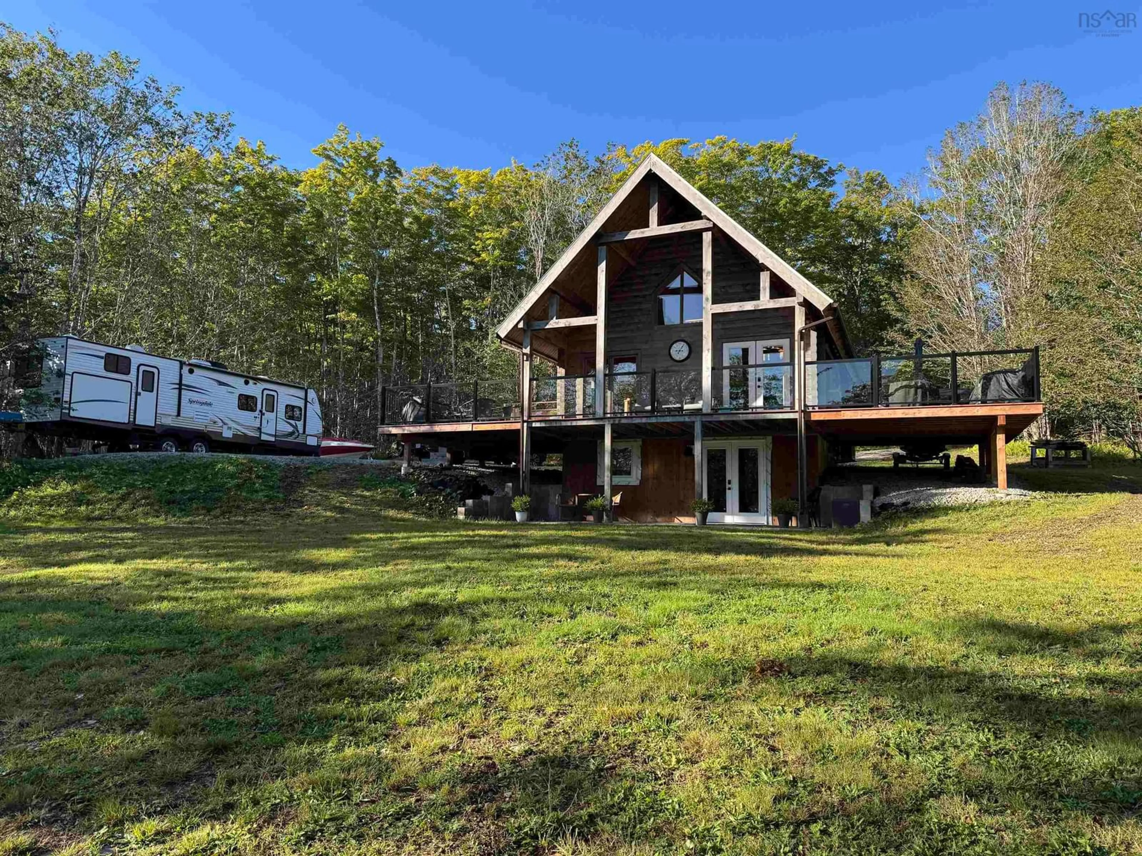 A pic from outside/outdoor area/front of a property/back of a property/a pic from drone, water/lake/river/ocean view for 575 Golden Forest Rd, North Kemptville Nova Scotia B5A 5P2