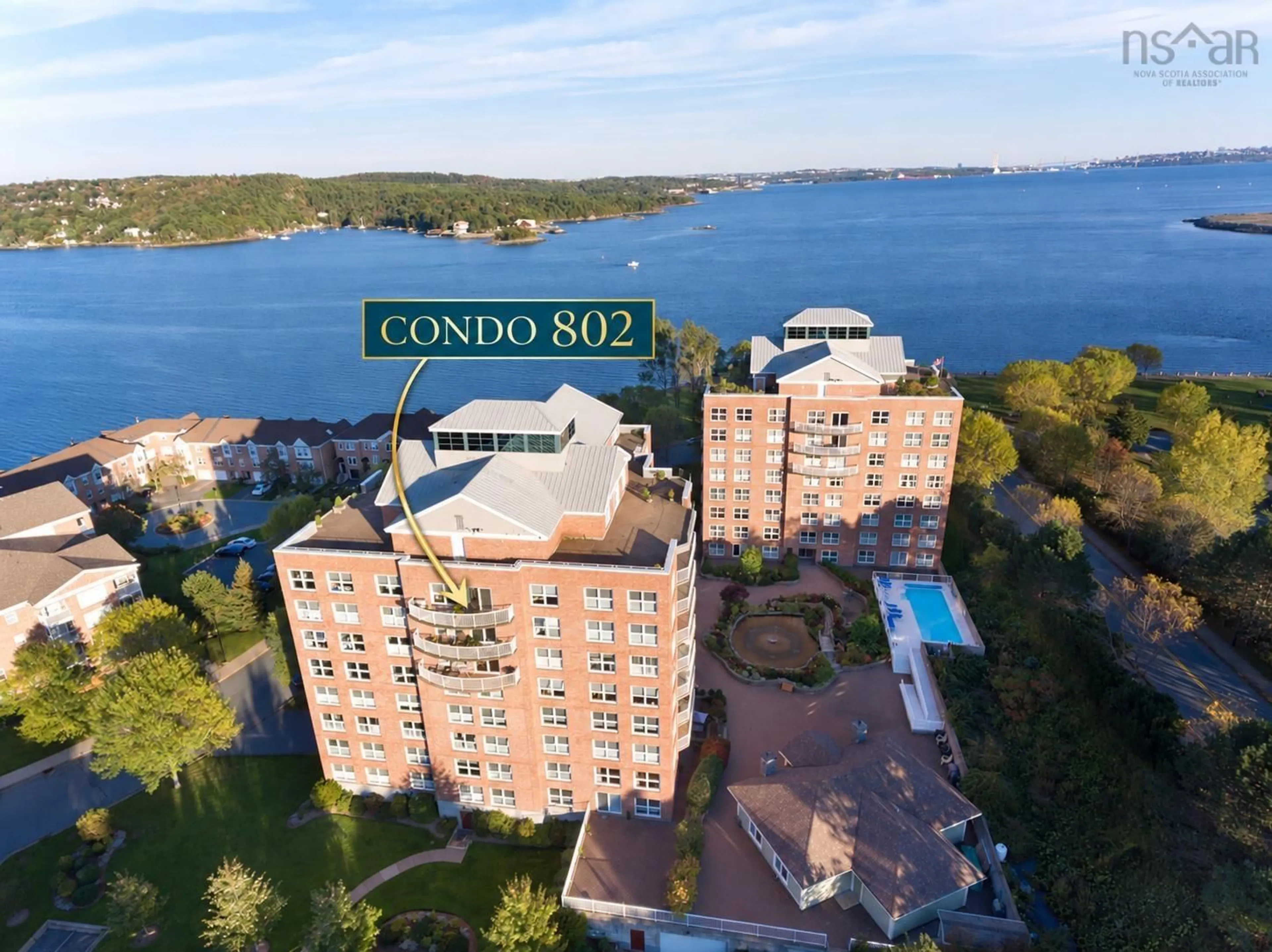 A pic from outside/outdoor area/front of a property/back of a property/a pic from drone, water/lake/river/ocean view for 89 Waterfront Dr #802, Bedford Nova Scotia B4A 4K4