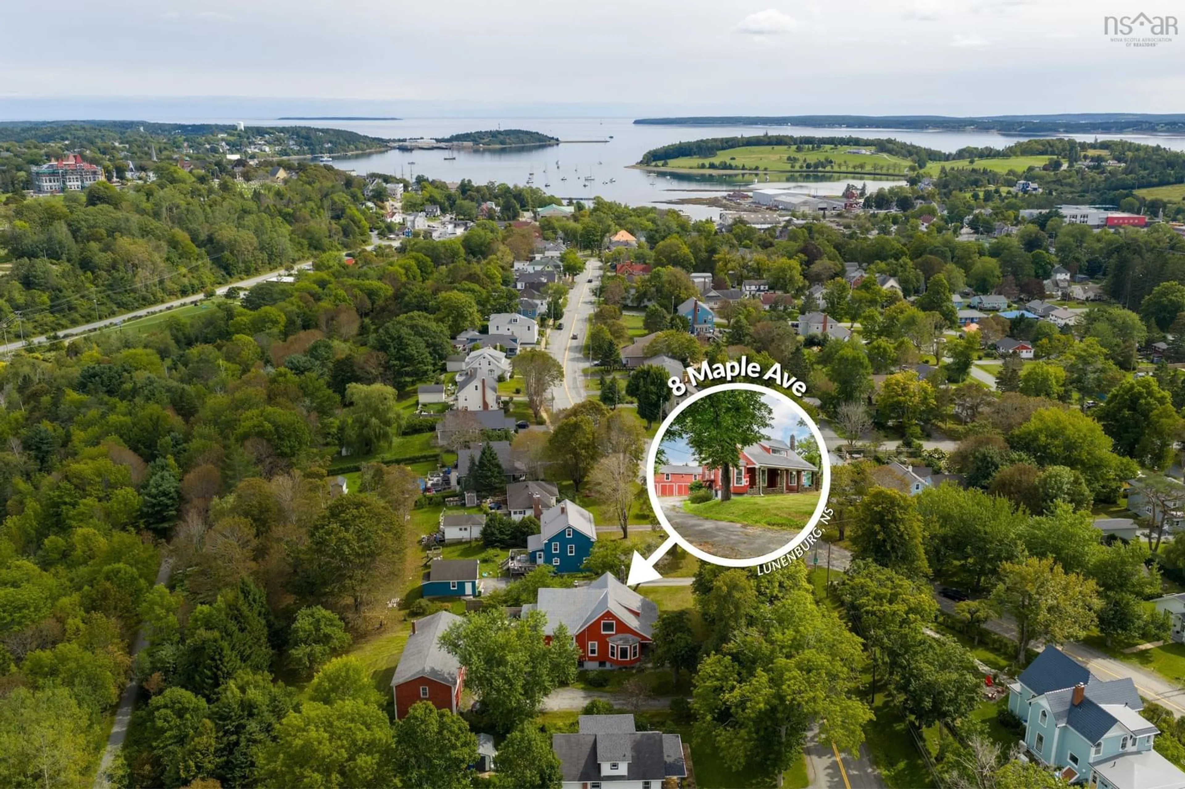 A pic from outside/outdoor area/front of a property/back of a property/a pic from drone, water/lake/river/ocean view for 8 Maple Dr, Lunenburg Nova Scotia B0J 2C0
