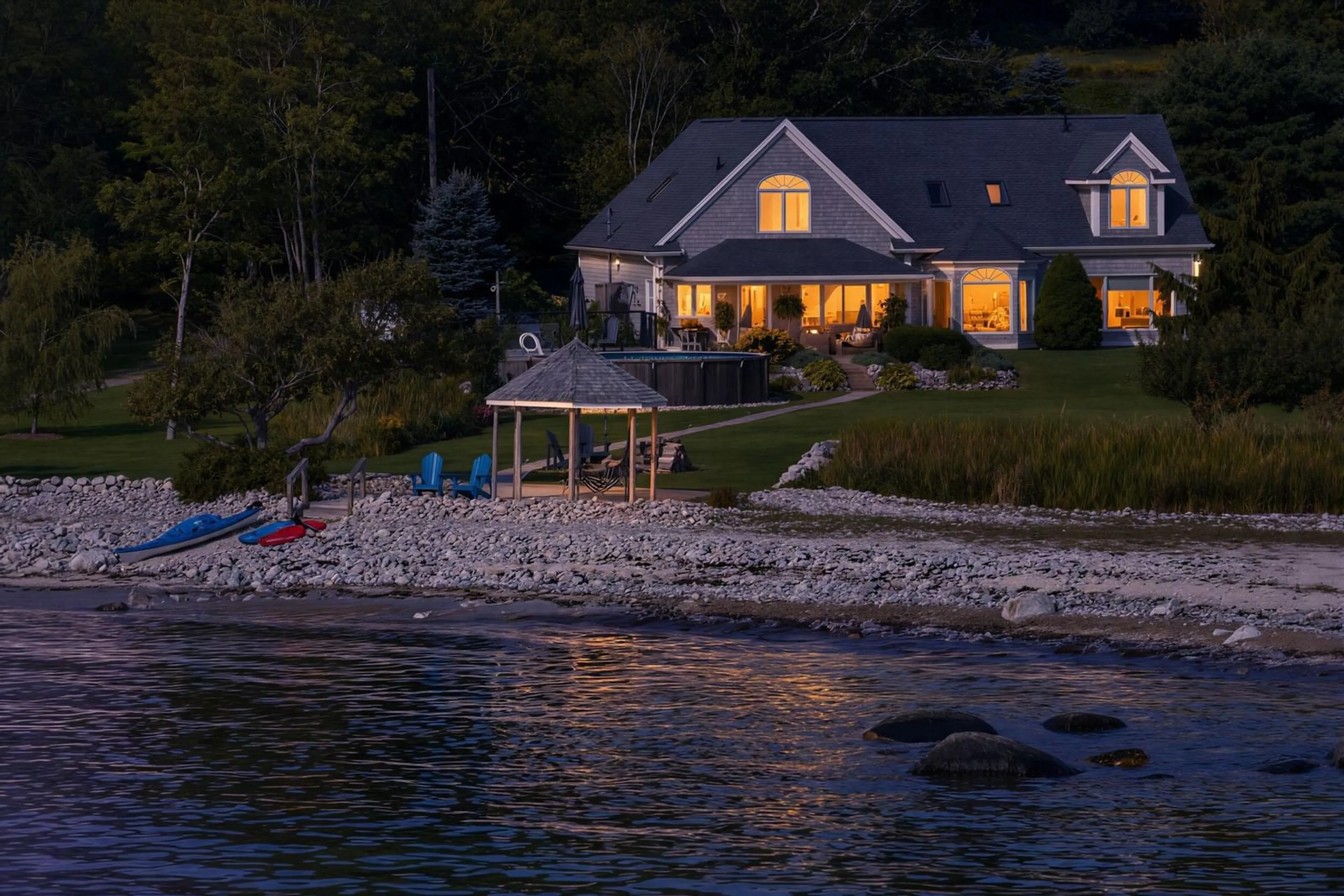 A pic from outside/outdoor area/front of a property/back of a property/a pic from drone, water/lake/river/ocean view for 467 329 Hwy, Fox Point Nova Scotia B0J 1T0