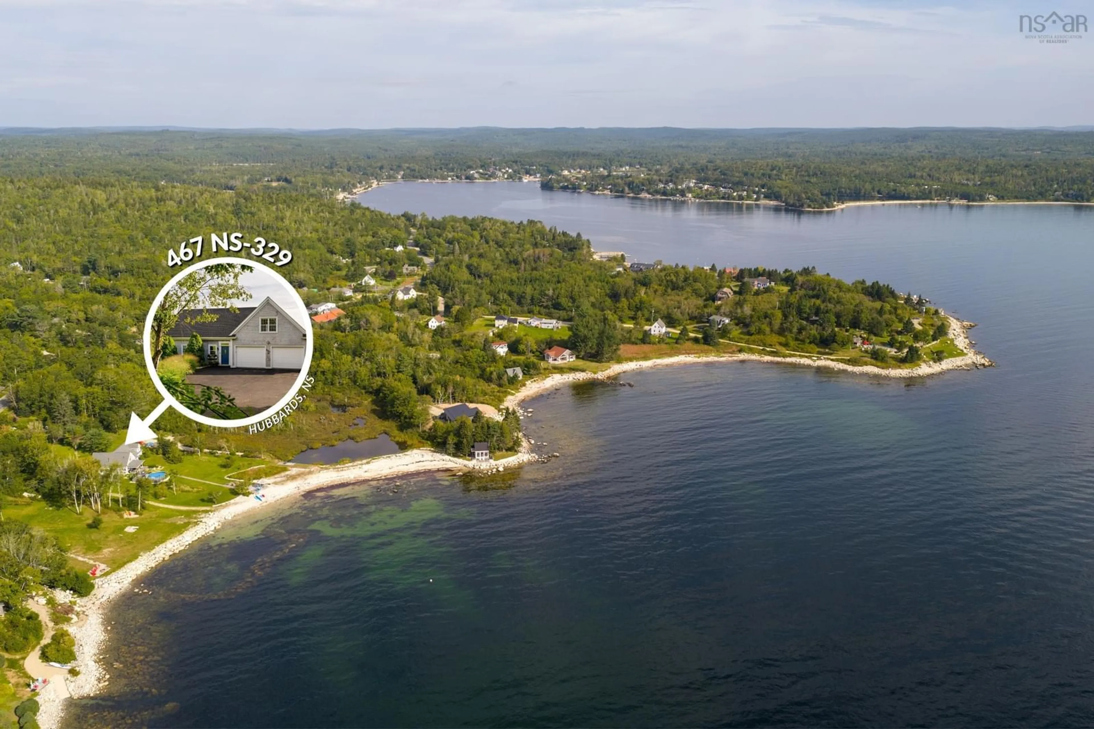 A pic from outside/outdoor area/front of a property/back of a property/a pic from drone, water/lake/river/ocean view for 467 329 Hwy, Fox Point Nova Scotia B0J 1T0