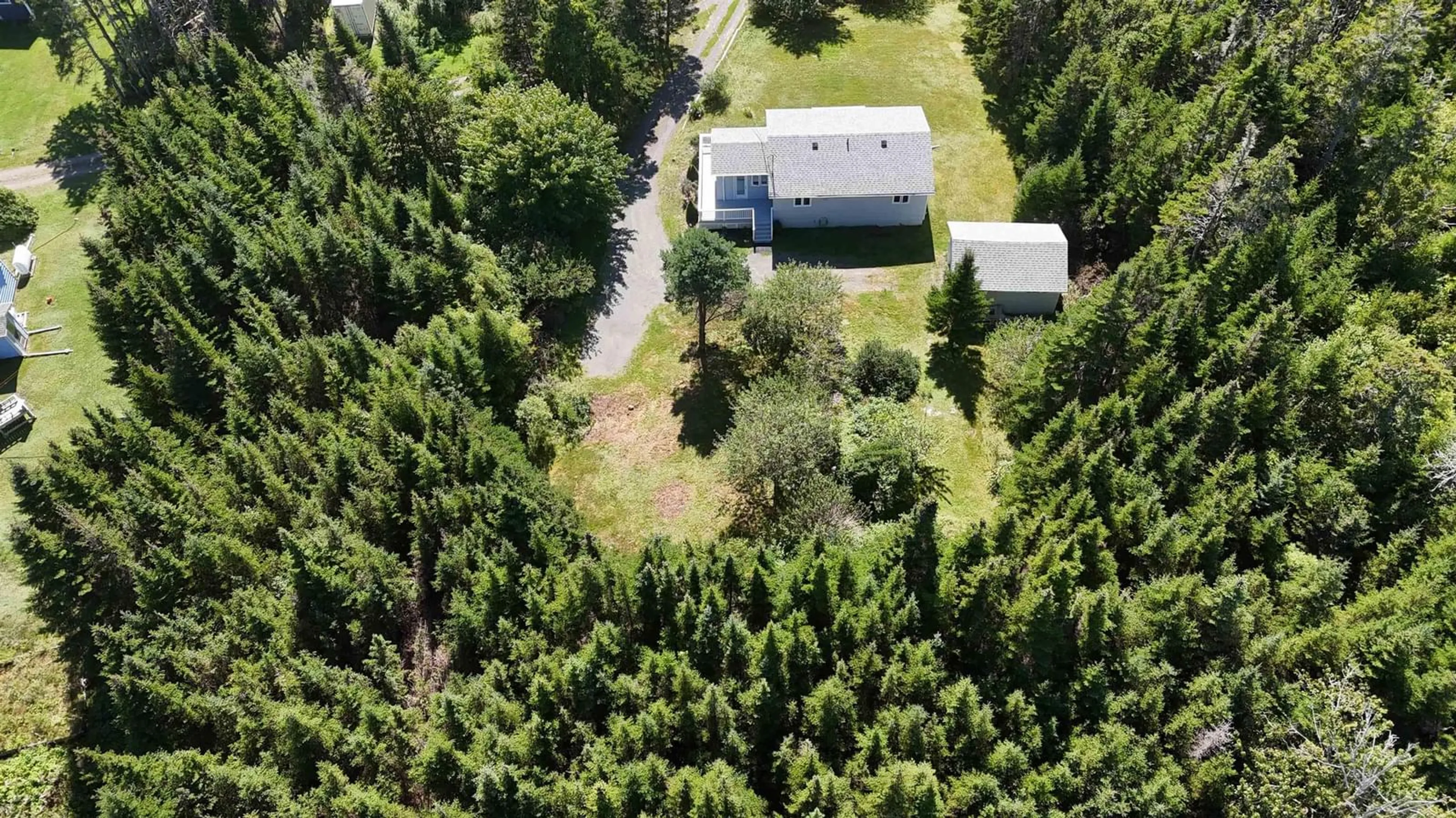 A pic from outside/outdoor area/front of a property/back of a property/a pic from drone, forest/trees view for 1015 Highway 247, Rockdale Nova Scotia B0E 3B0