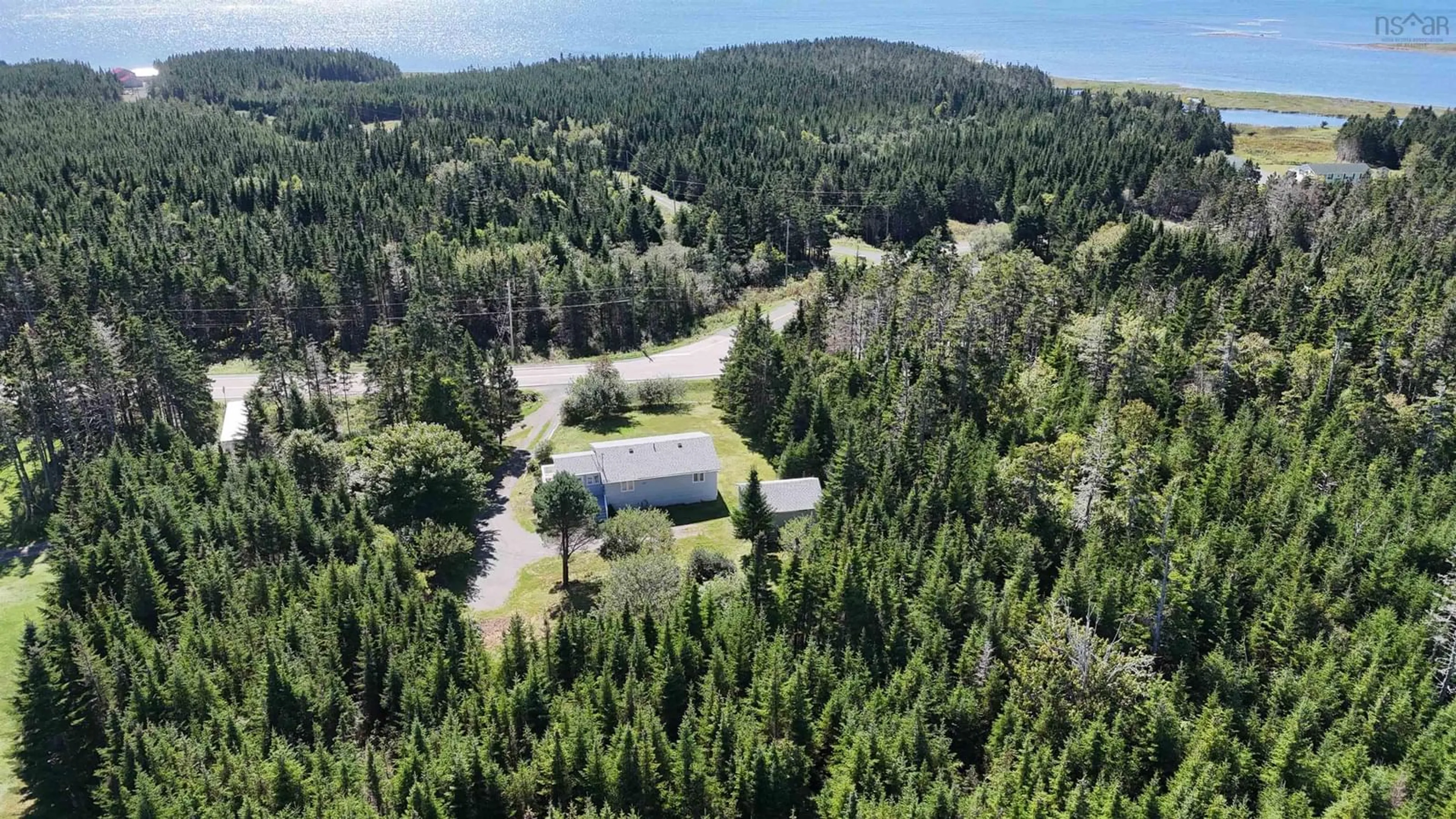 A pic from outside/outdoor area/front of a property/back of a property/a pic from drone, forest/trees view for 1015 Highway 247, Rockdale Nova Scotia B0E 3B0
