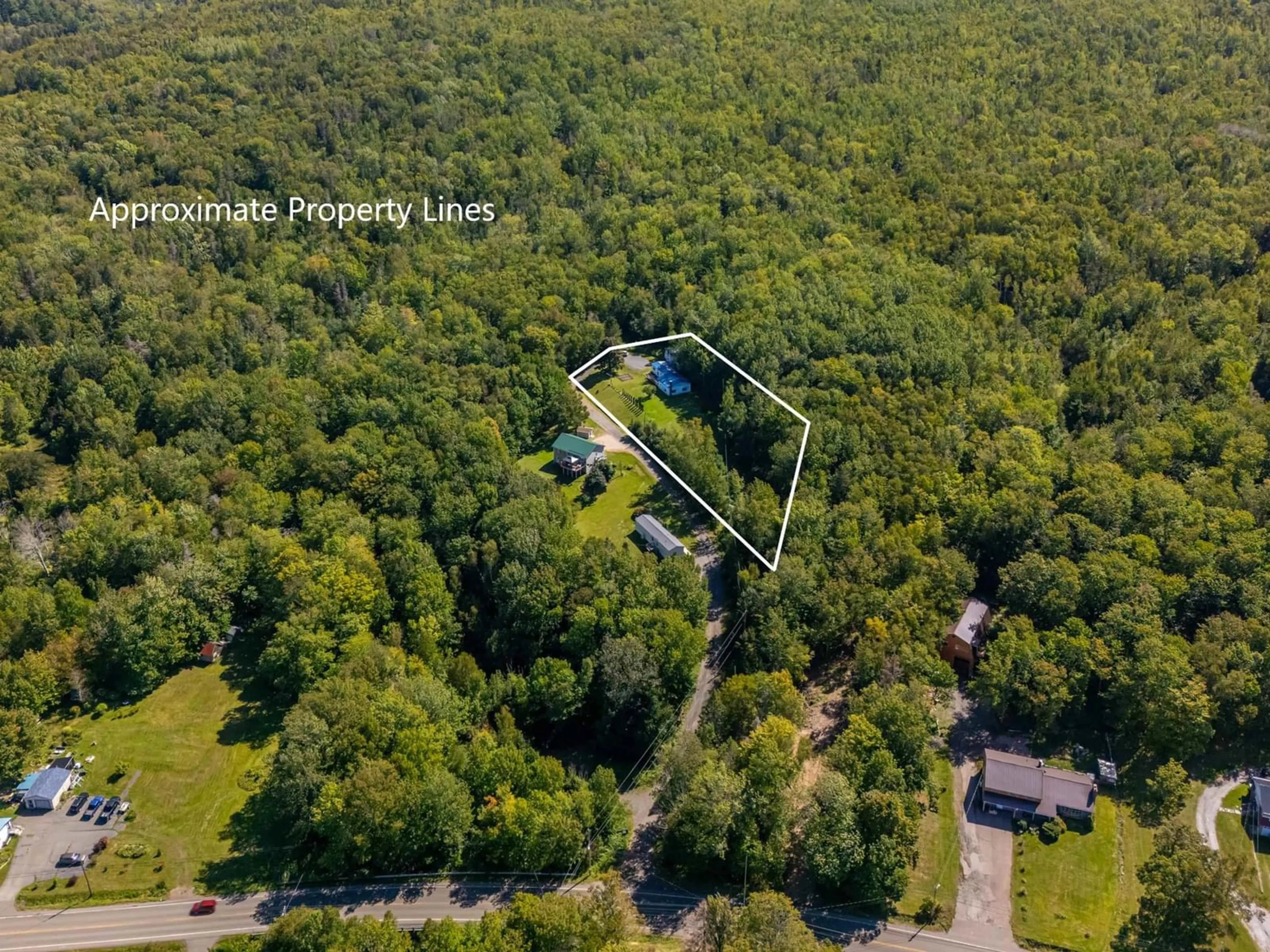 A pic from outside/outdoor area/front of a property/back of a property/a pic from drone, forest/trees view for 732 Highway 1, Deep Brook Nova Scotia B0S 1J0