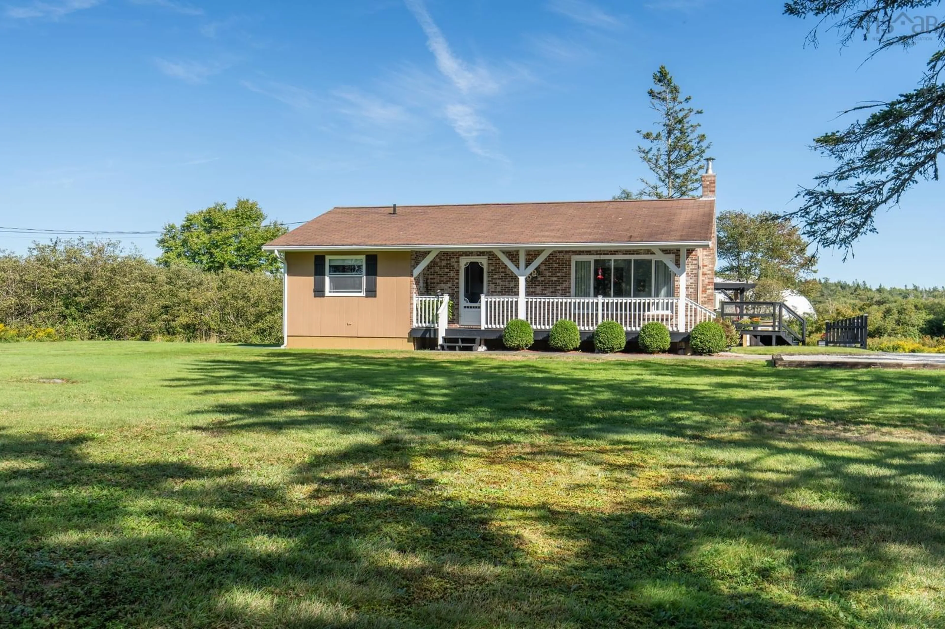 A pic from outside/outdoor area/front of a property/back of a property/a pic from drone, water/lake/river/ocean view for 438 Lake George Rd, South Ohio Nova Scotia B5A 5M9