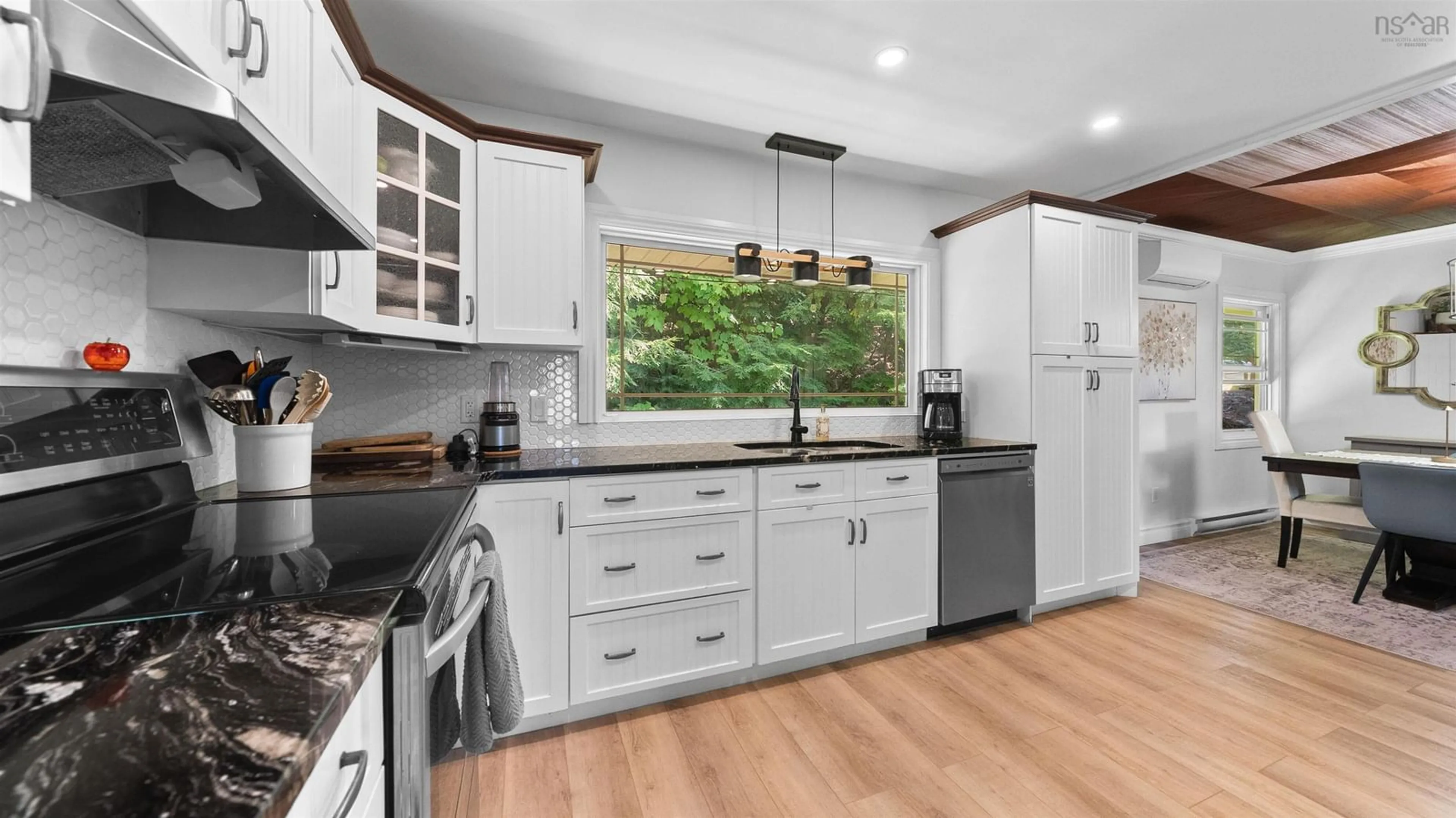 Open concept kitchen, wood/laminate floor for 1418 Waverley Rd, Waverley Nova Scotia B2R 1W7