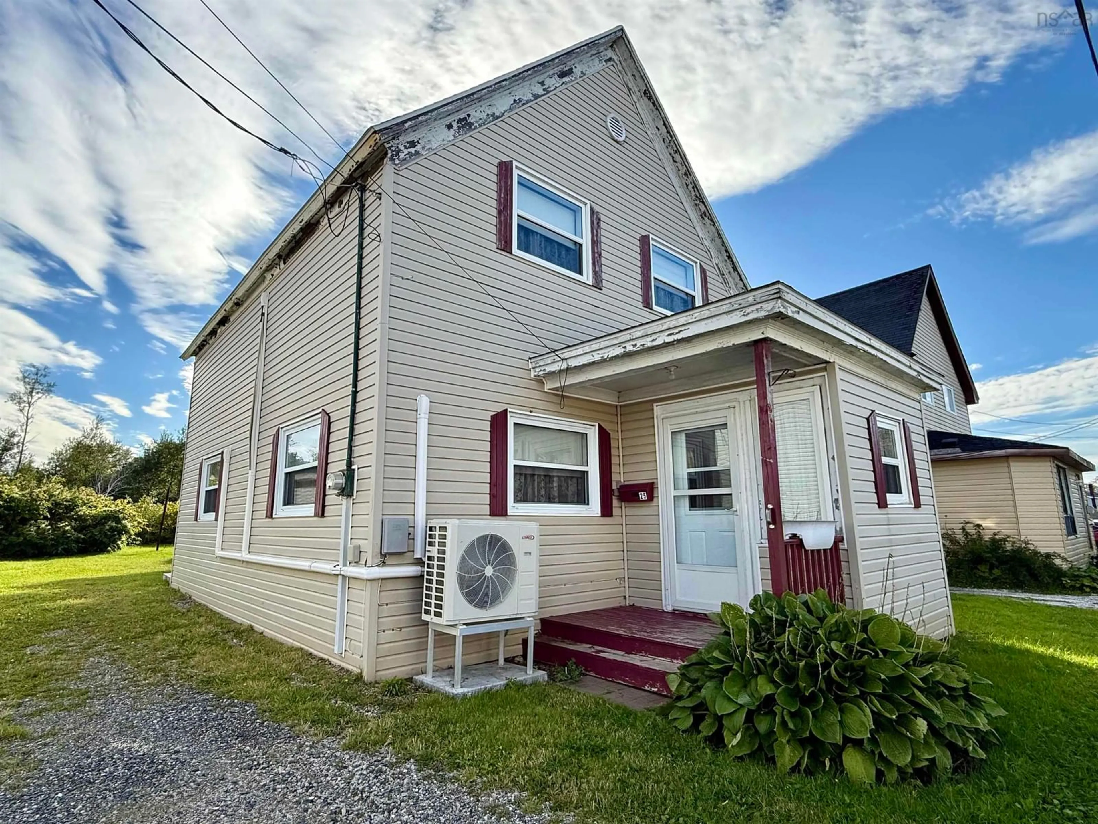 Home with vinyl exterior material, street for 25 Shepard Lane, Glace Bay Nova Scotia B1A 1Z9
