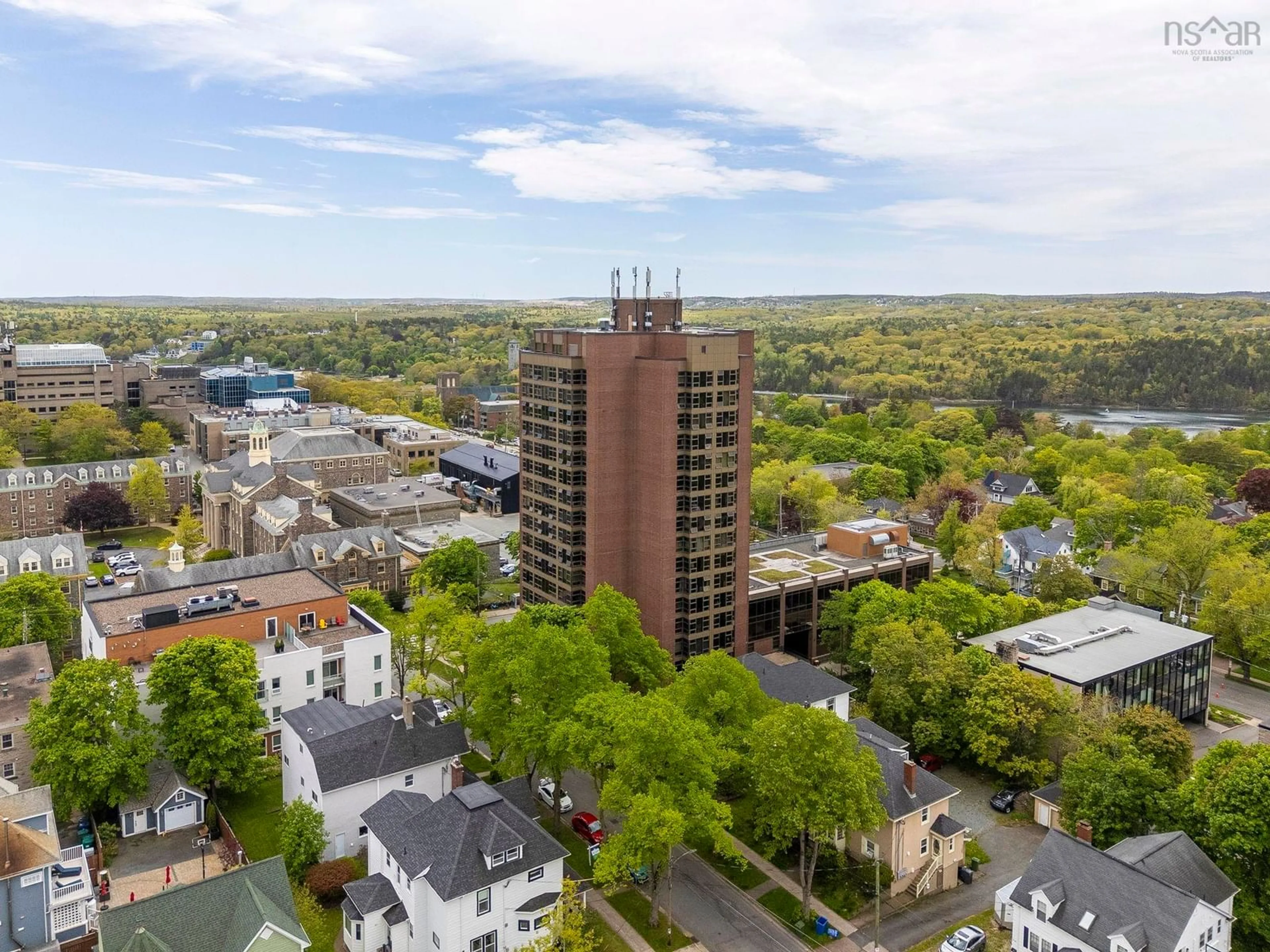 A pic from outside/outdoor area/front of a property/back of a property/a pic from drone, city buildings view from balcony for 6369 Coburg Rd #304, Halifax Nova Scotia B3H 4J7