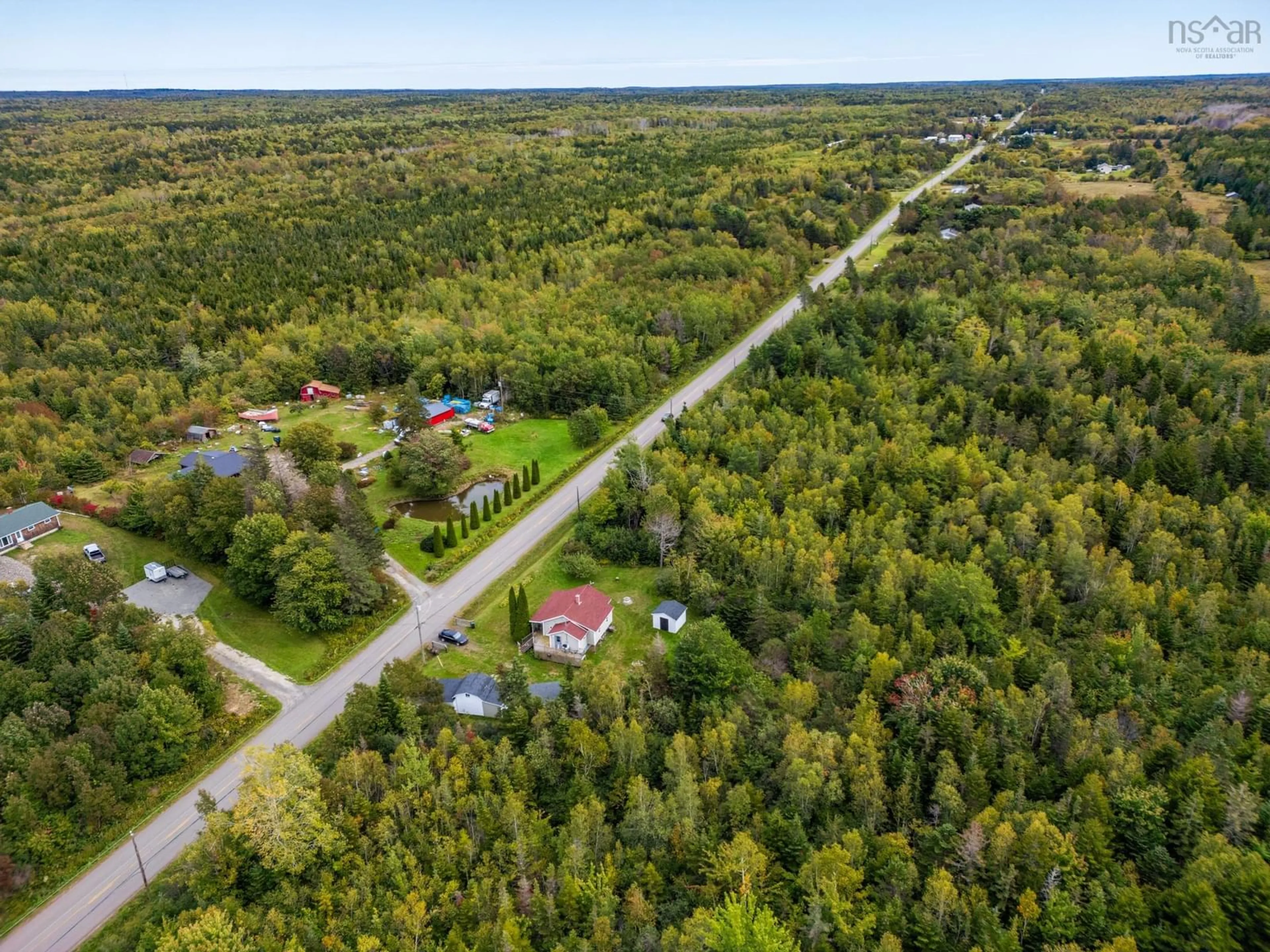 A pic from outside/outdoor area/front of a property/back of a property/a pic from drone, forest/trees view for 136 French Rd, Plympton Nova Scotia B0W 2R0