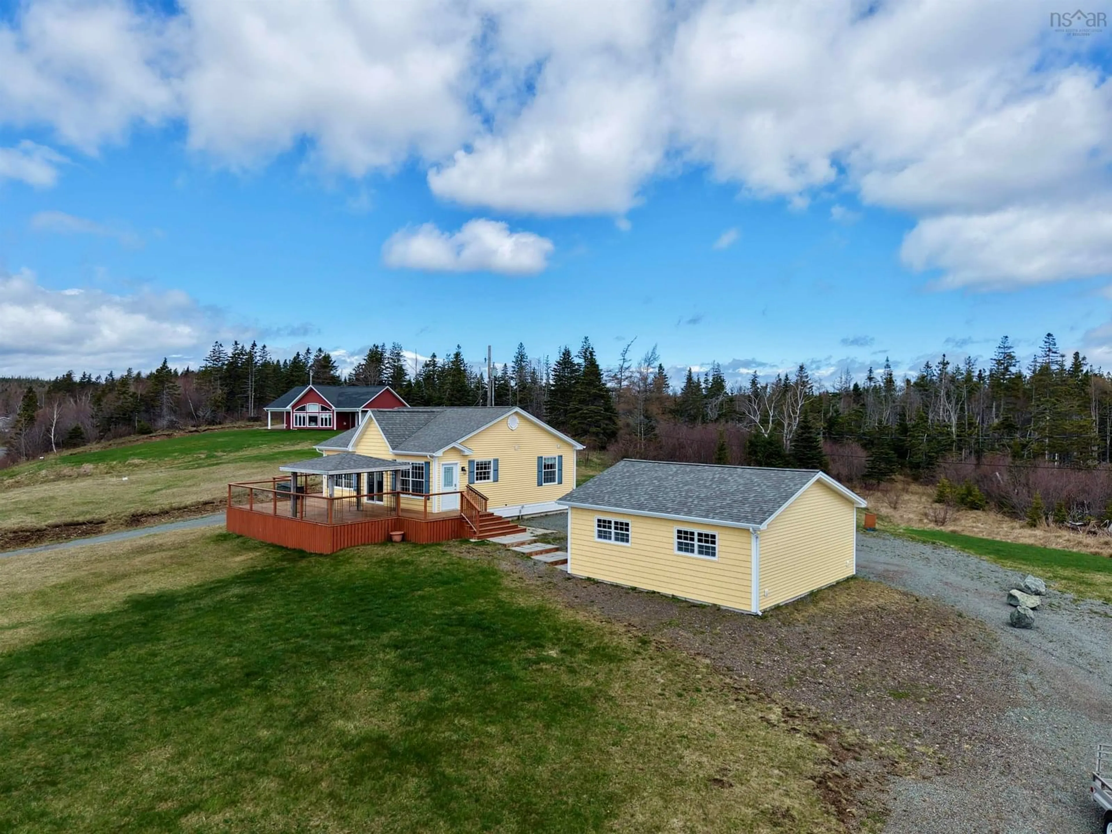 A pic from outside/outdoor area/front of a property/back of a property/a pic from drone, building for 153 Burkes Rd., French Cove Nova Scotia B0E 3B0