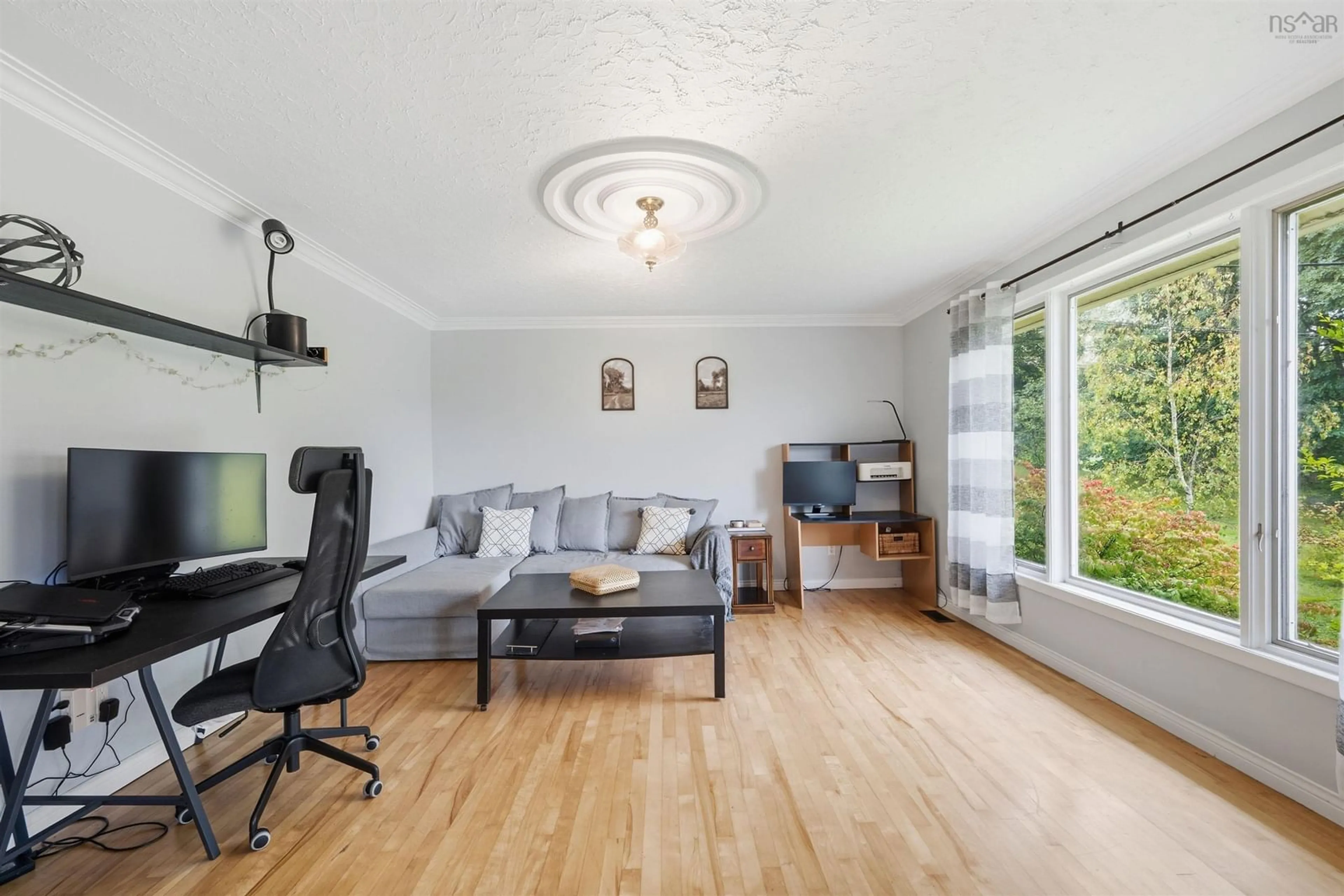 Living room with furniture, wood/laminate floor for 196 Lake Major Rd, Westphal Nova Scotia B2Z 1B3