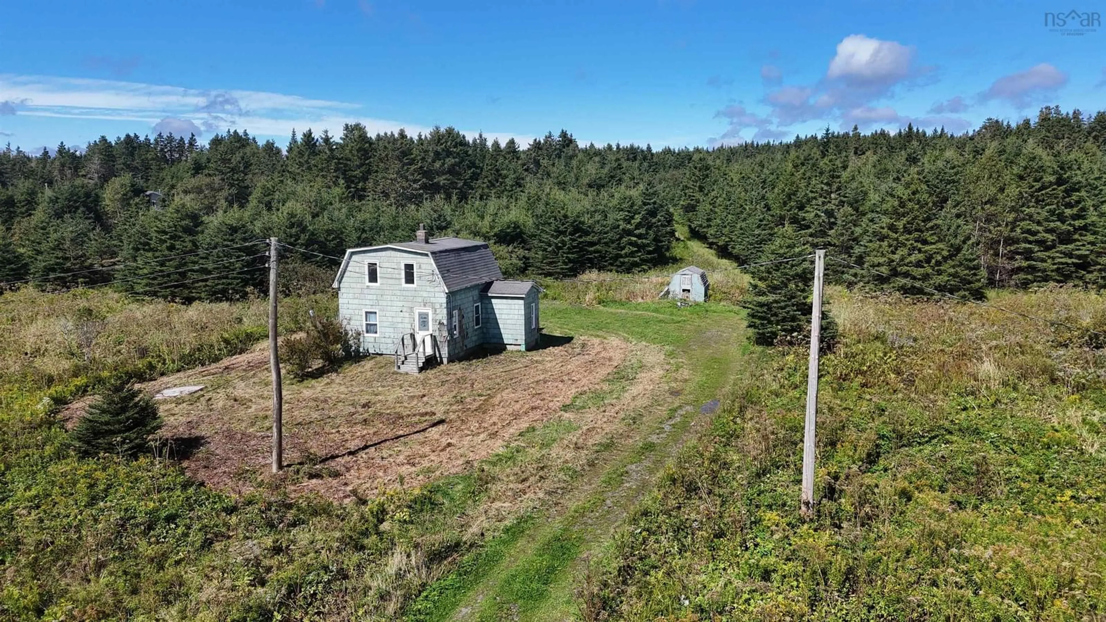 A pic from outside/outdoor area/front of a property/back of a property/a pic from drone, forest/trees view for 19 Courtney Lane, Rockdale Nova Scotia B0E 3B0