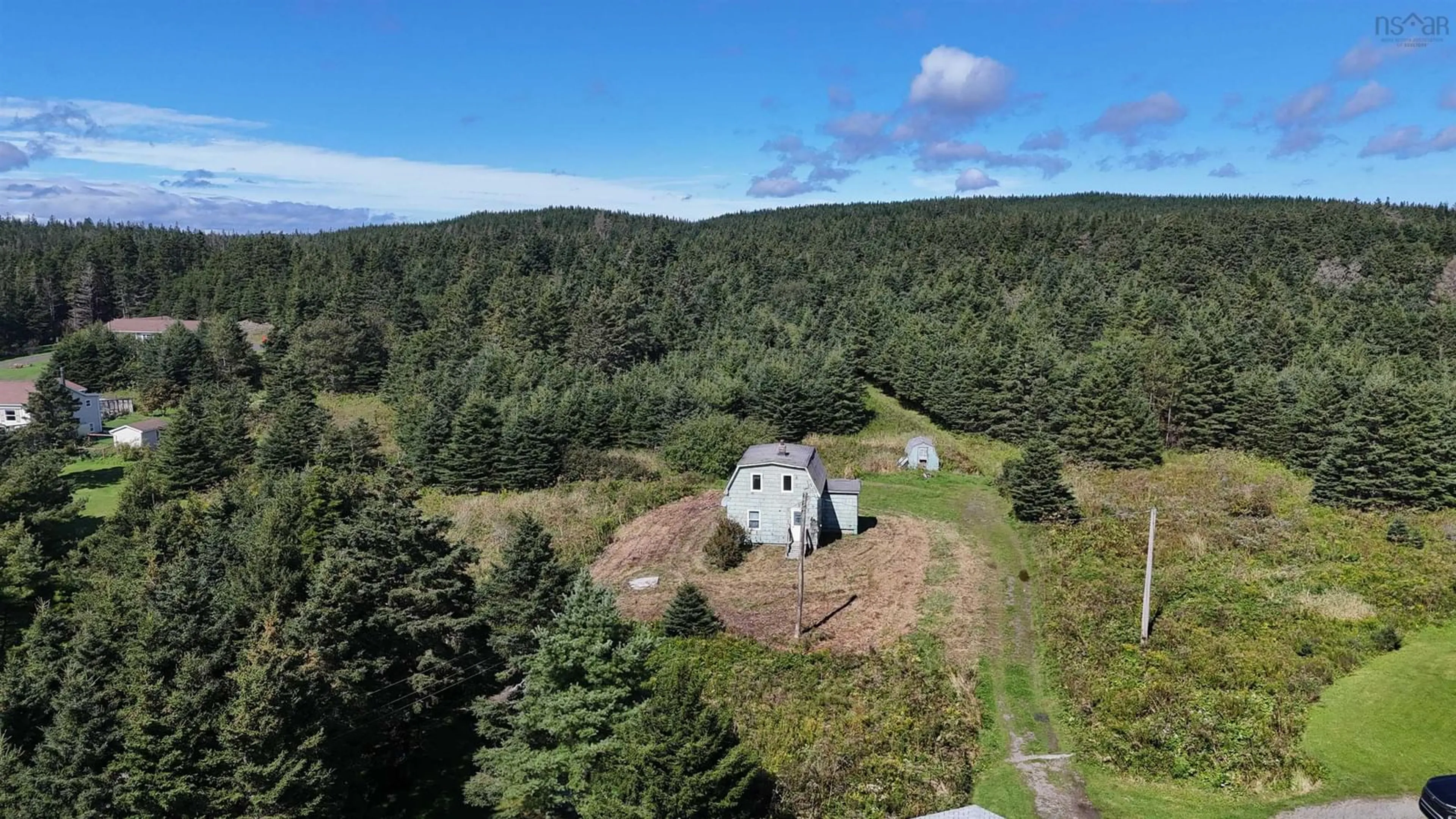 A pic from outside/outdoor area/front of a property/back of a property/a pic from drone, forest/trees view for 19 Courtney Lane, Rockdale Nova Scotia B0E 3B0