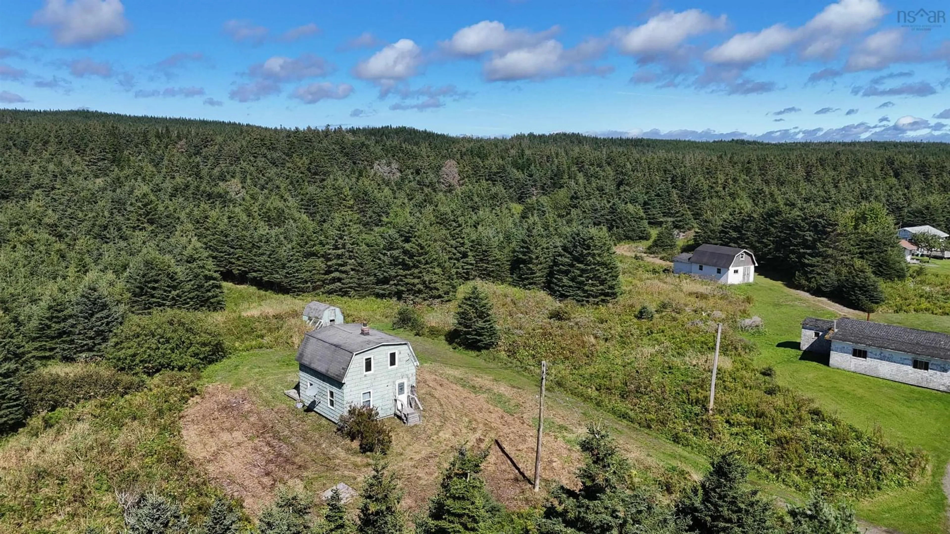 A pic from outside/outdoor area/front of a property/back of a property/a pic from drone, forest/trees view for 19 Courtney Lane, Rockdale Nova Scotia B0E 3B0