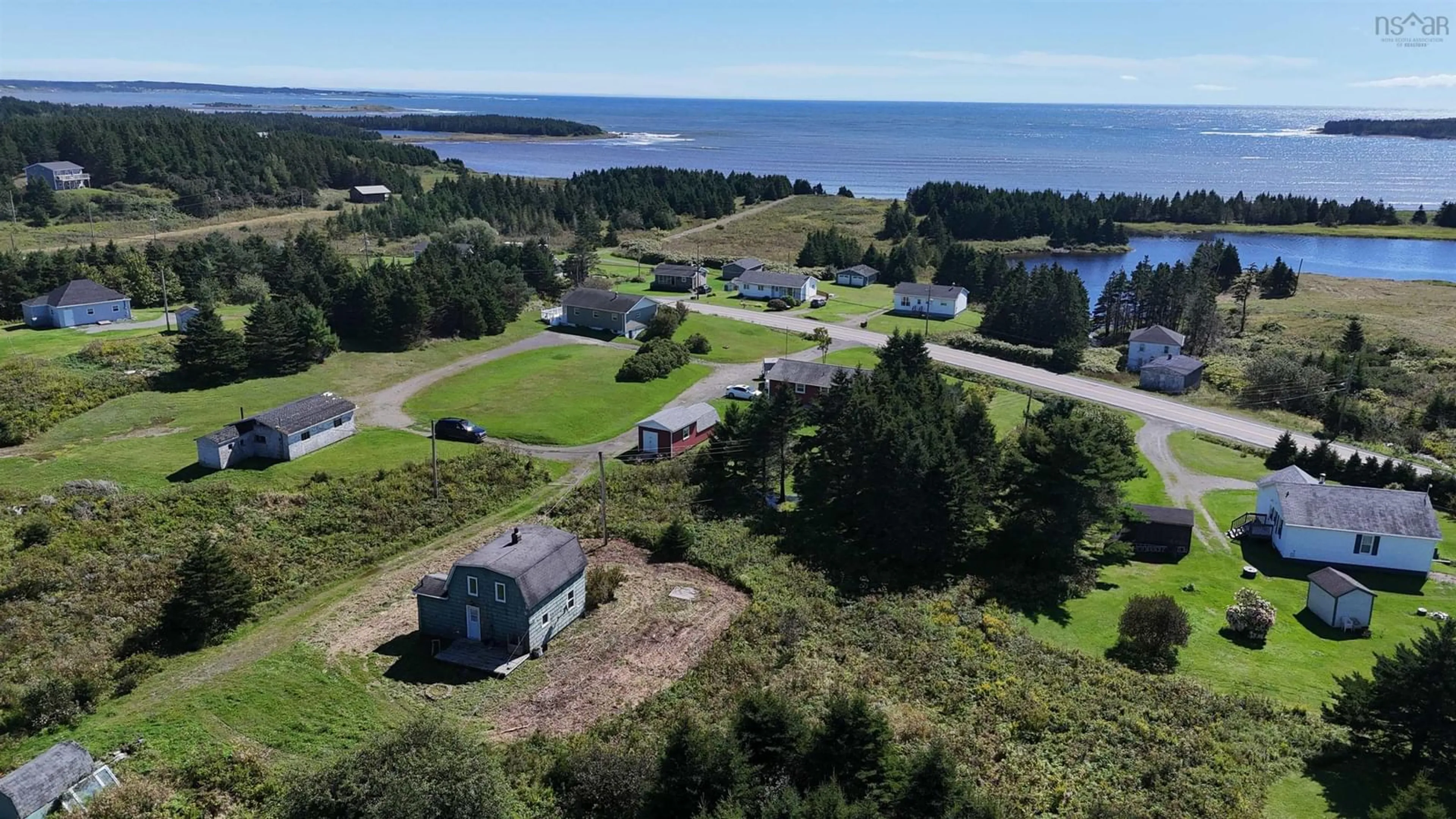 A pic from outside/outdoor area/front of a property/back of a property/a pic from drone, water/lake/river/ocean view for 19 Courtney Lane, Rockdale Nova Scotia B0E 3B0
