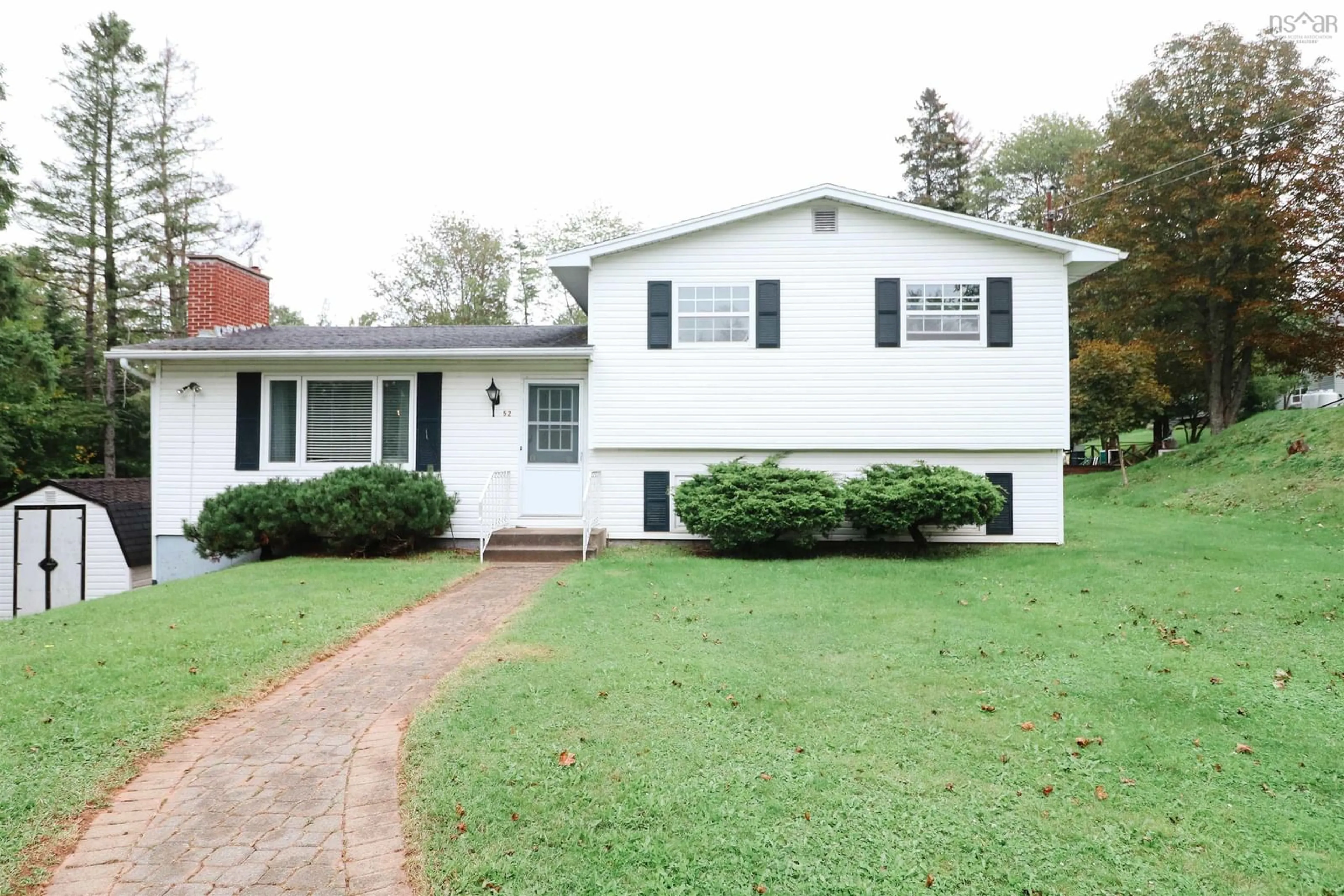Home with vinyl exterior material, street for 52 Evergreen Dr, Salmon River Nova Scotia B2N 5J3