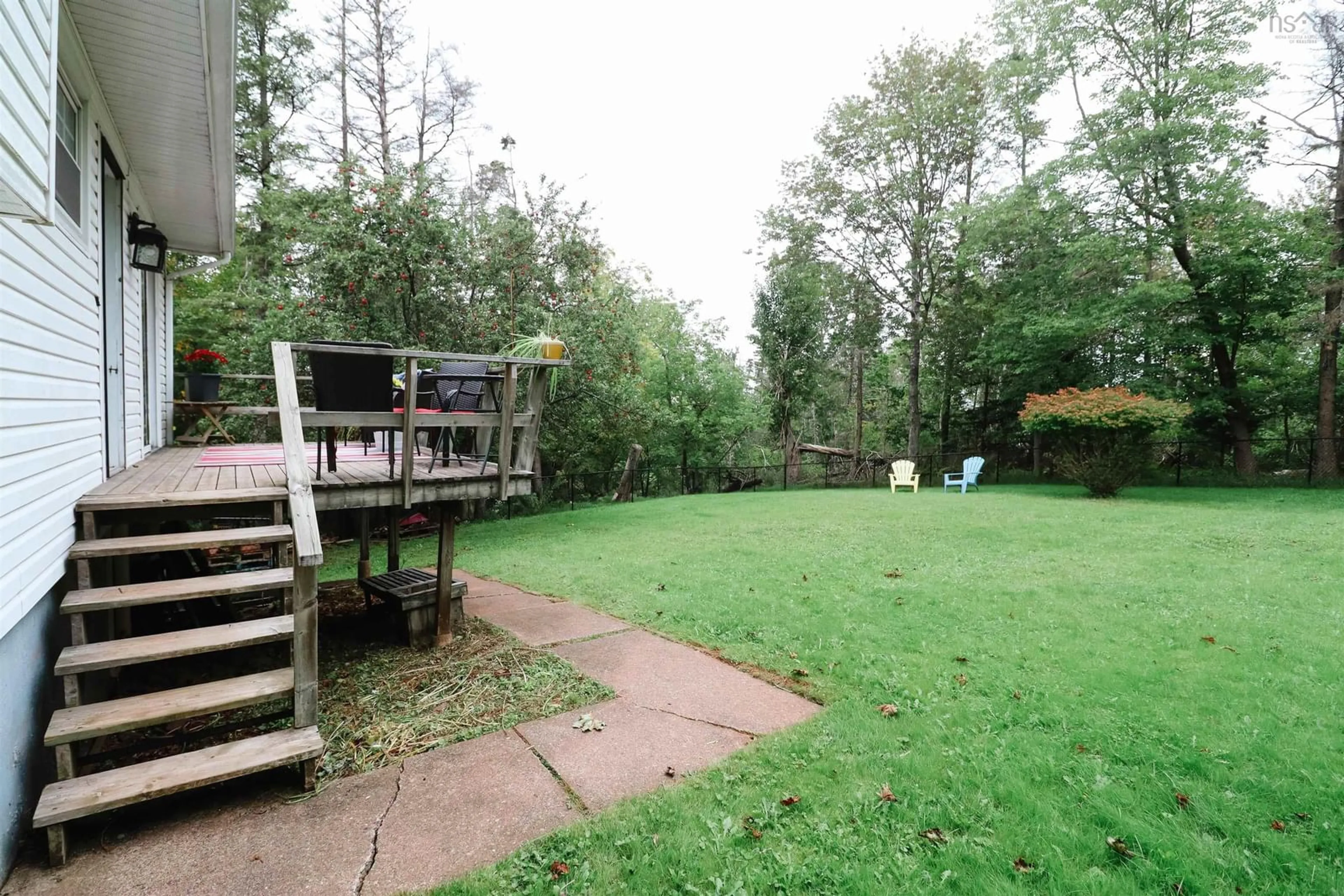 Patio, forest/trees view for 52 Evergreen Dr, Salmon River Nova Scotia B2N 5J3