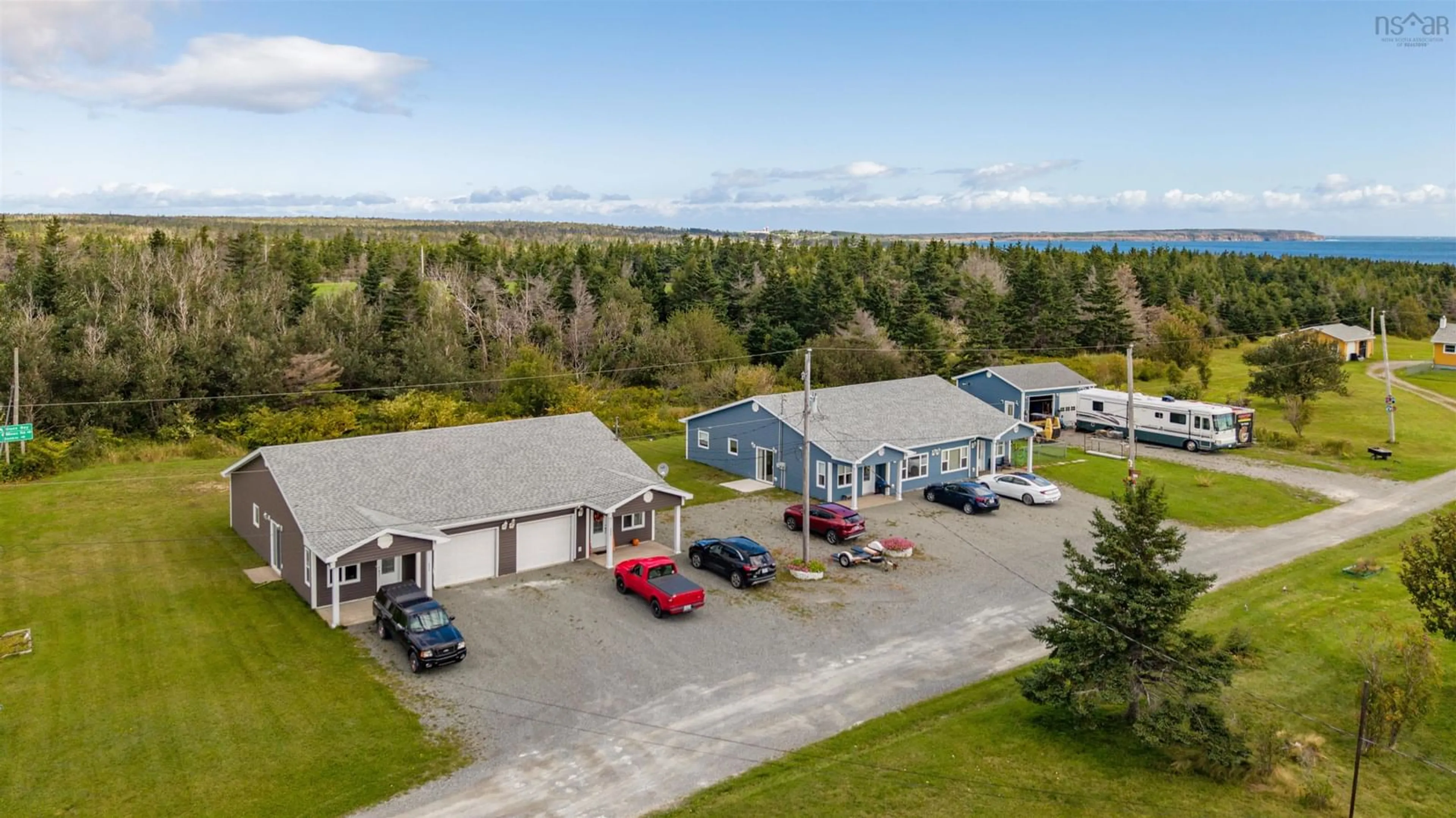 A pic from outside/outdoor area/front of a property/back of a property/a pic from drone, water/lake/river/ocean view for 2577 Morien Hwy Hwy, Port Morien Nova Scotia B1B 1C3