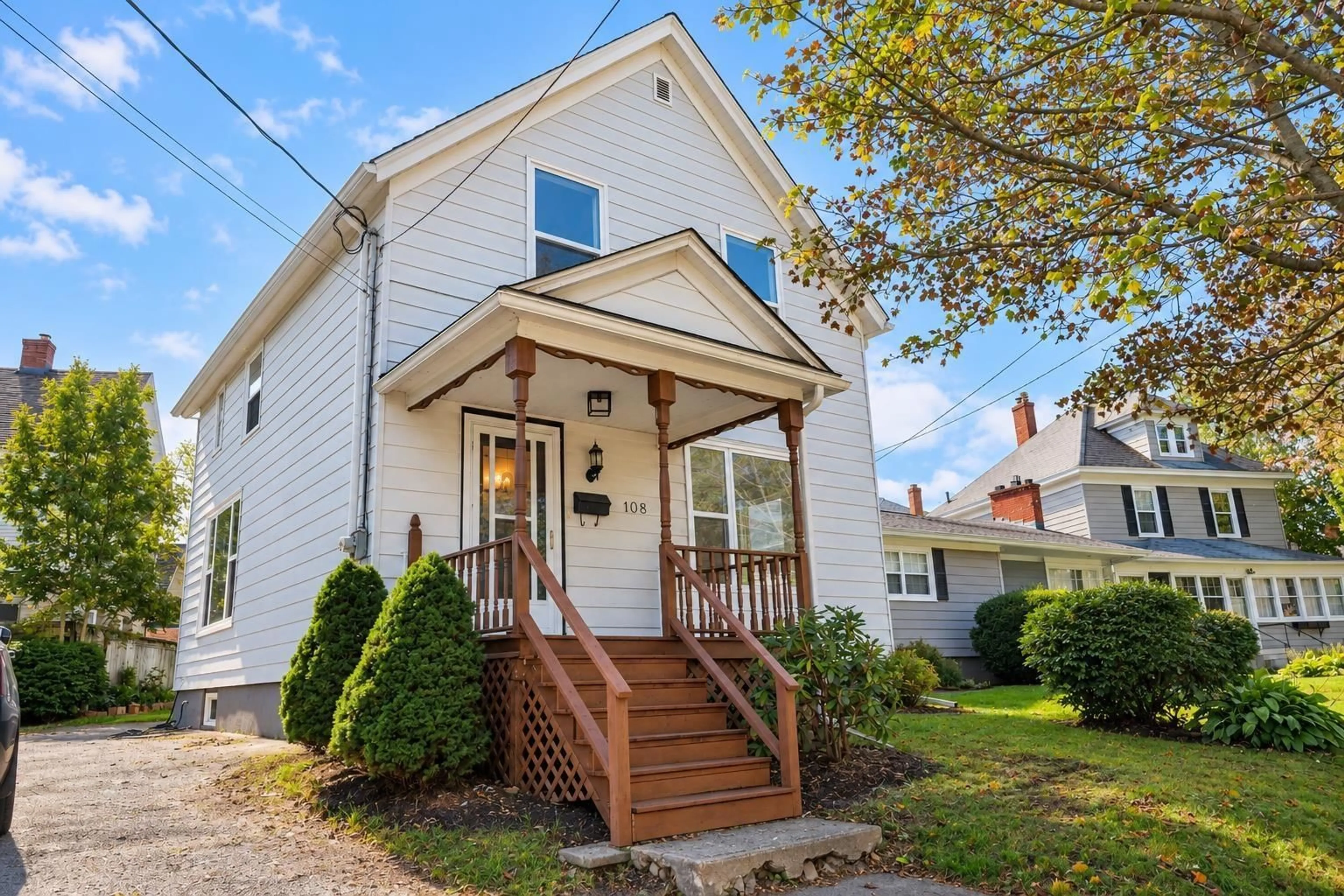 Home with vinyl exterior material, street for 108 Cottage Rd, Sydney Nova Scotia B1P 2E1