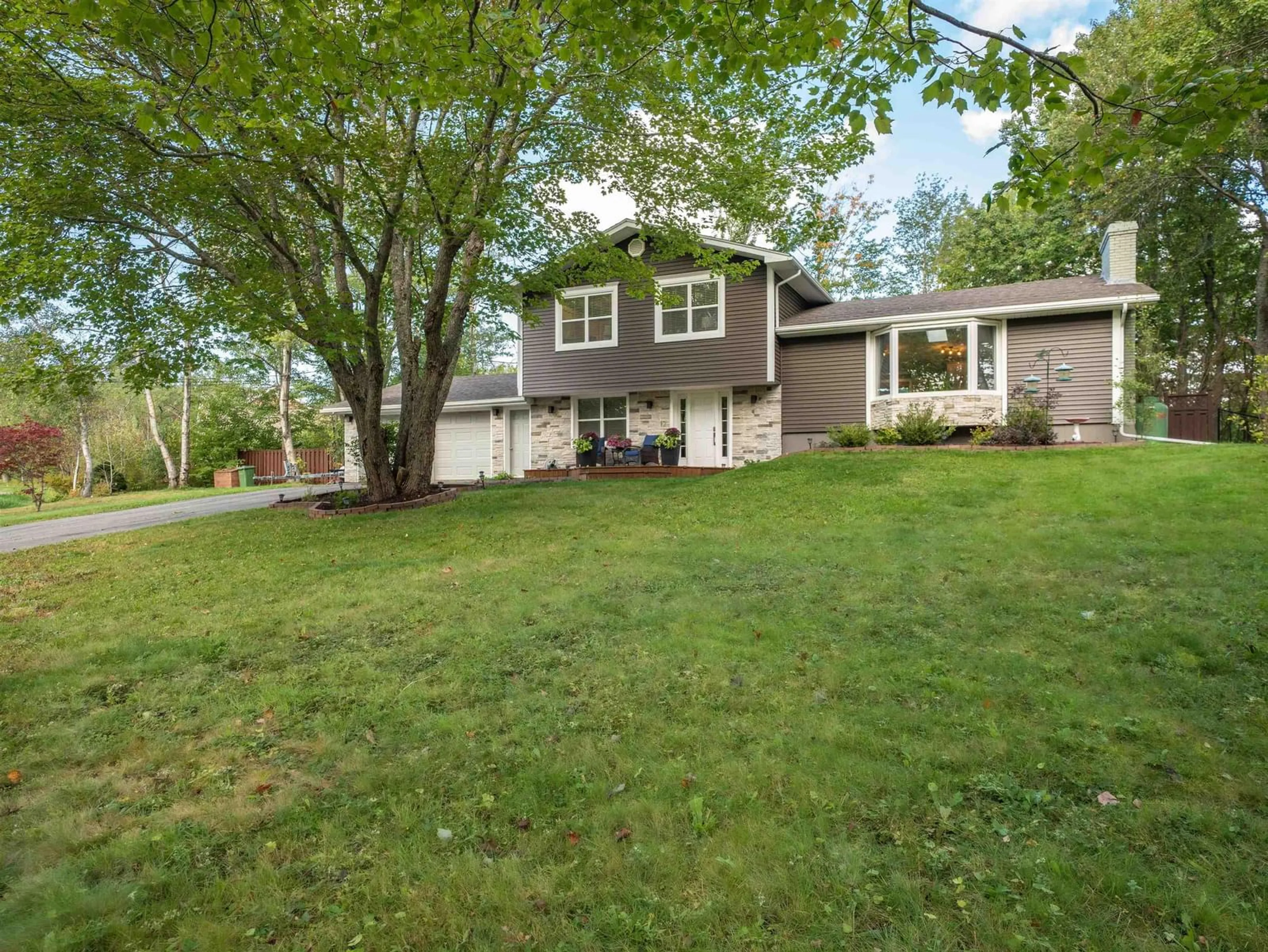 Home with vinyl exterior material, street for 12 Birch Hill Dr, Stellarton Nova Scotia B0K 1S0