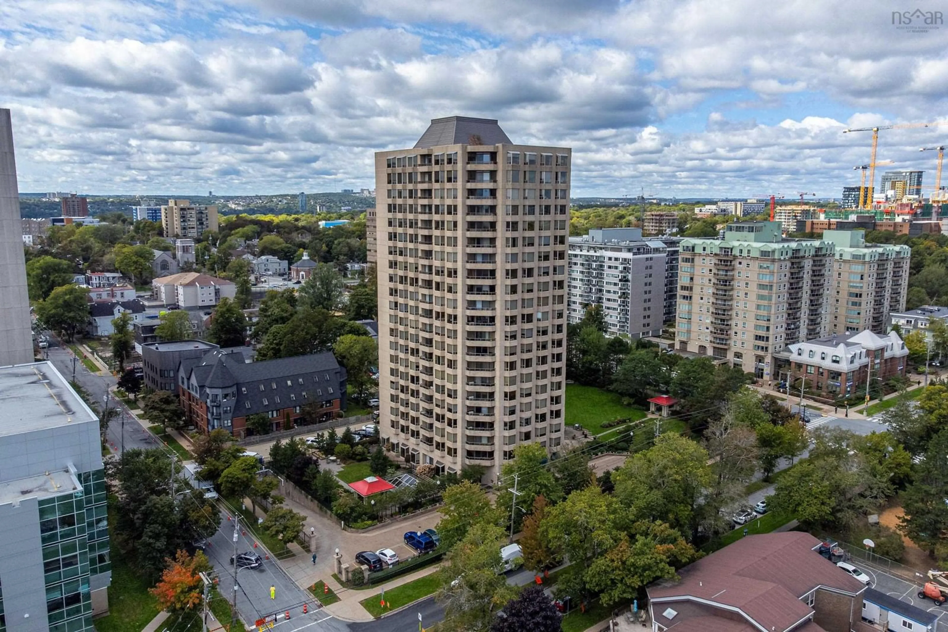 A pic from outside/outdoor area/front of a property/back of a property/a pic from drone, city buildings view from balcony for 1470 Summer St #1405, Halifax Peninsula Nova Scotia B3H 3A3