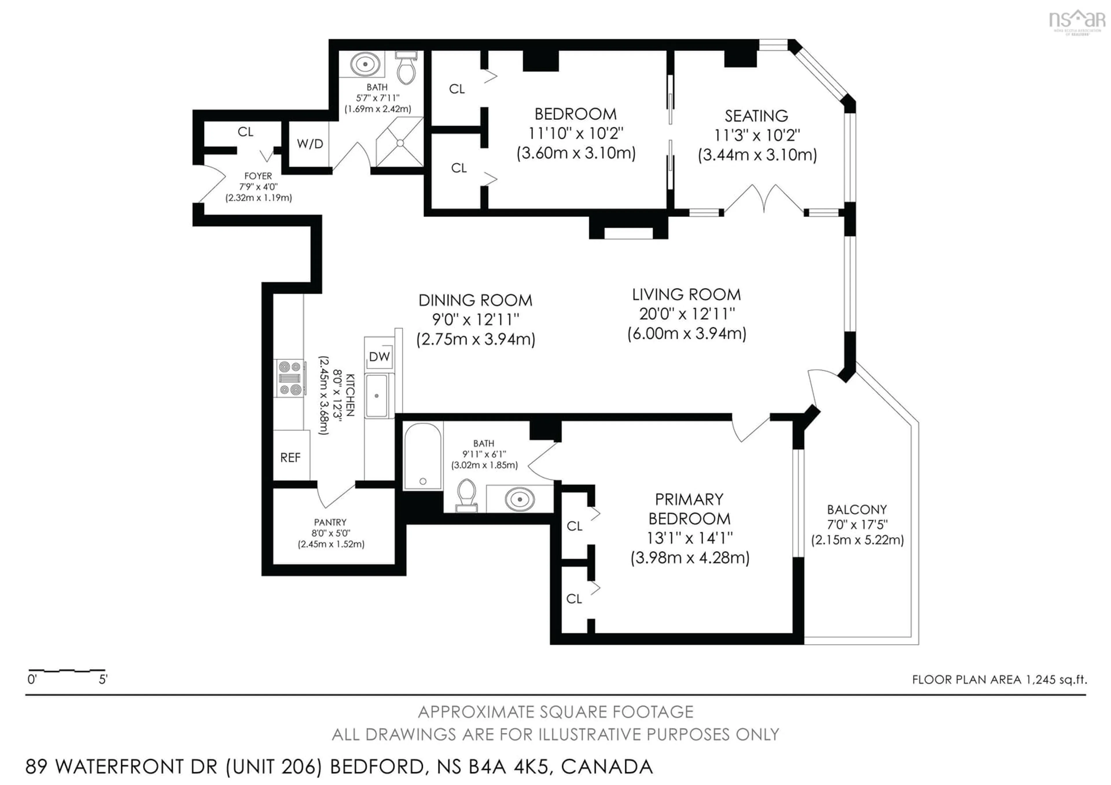 Floor plan for 89 Waterfront Drive #206, Bedford Nova Scotia B4A 4K4
