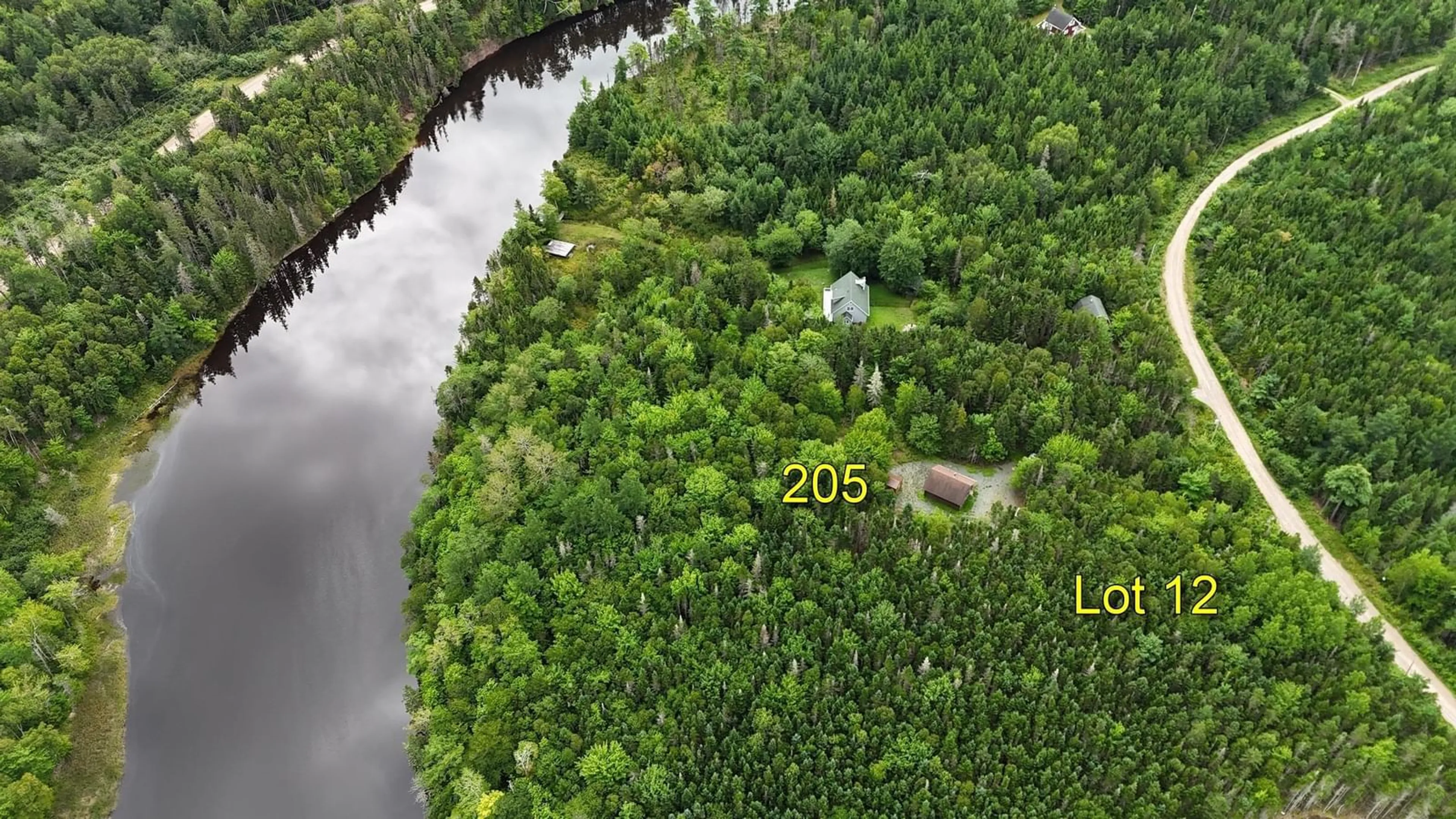 A pic from outside/outdoor area/front of a property/back of a property/a pic from drone, forest/trees view for 205 Helmuts Lane, Cleveland Nova Scotia B0E 1J0