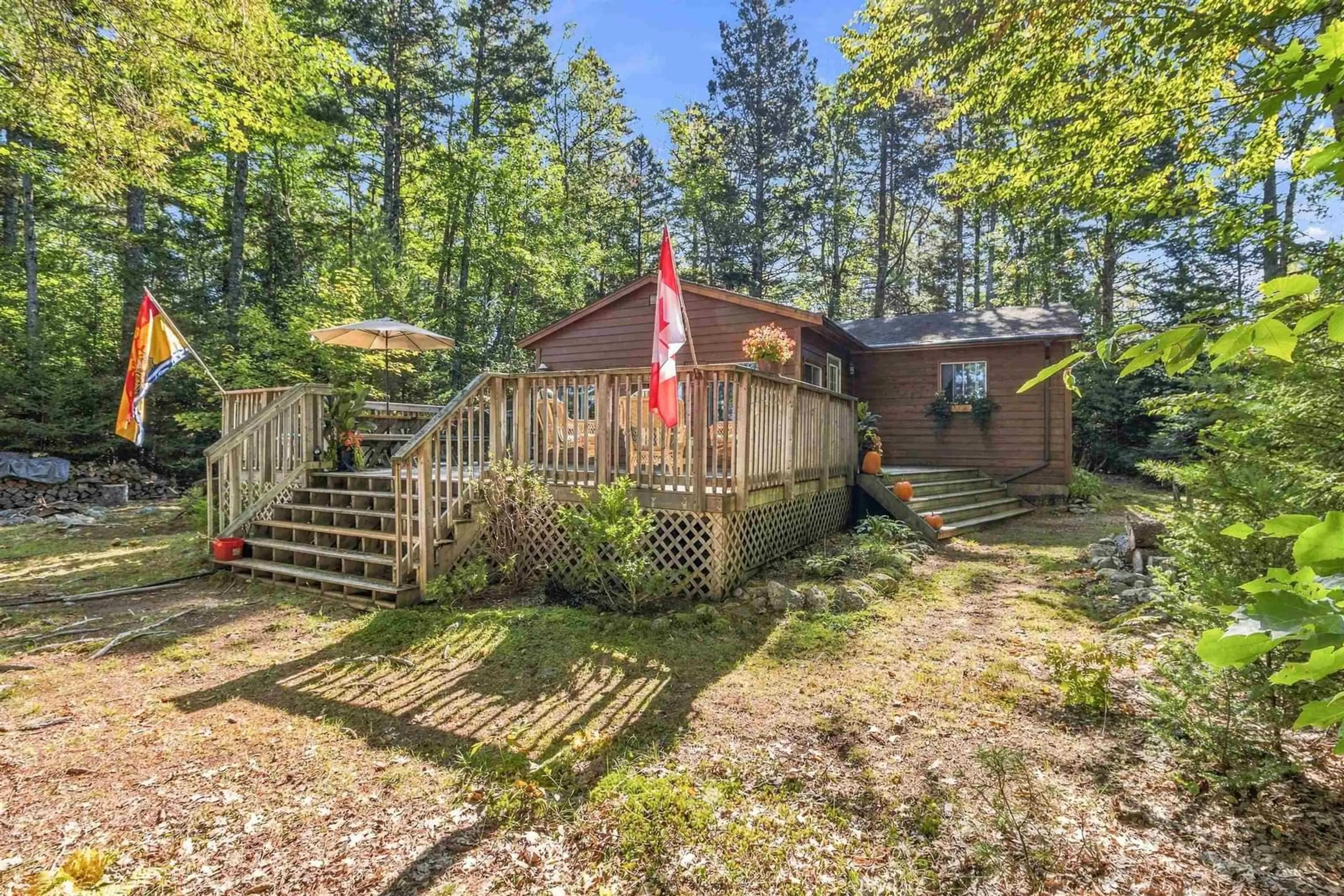 Patio, forest/trees view for 191 Beach Point Rd, Newburne Nova Scotia B0R 1A0