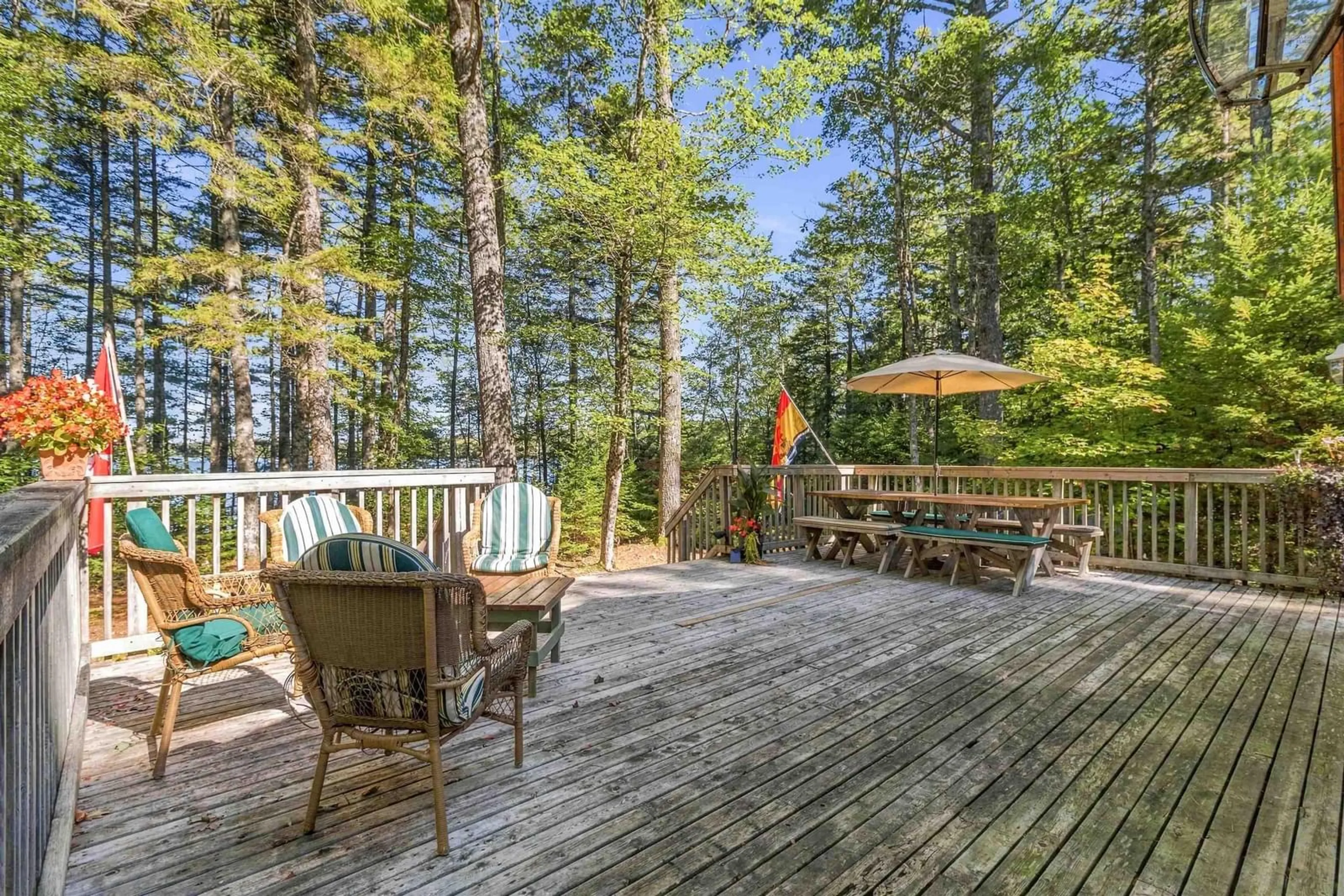 Patio, forest/trees view for 191 Beach Point Rd, Newburne Nova Scotia B0R 1A0