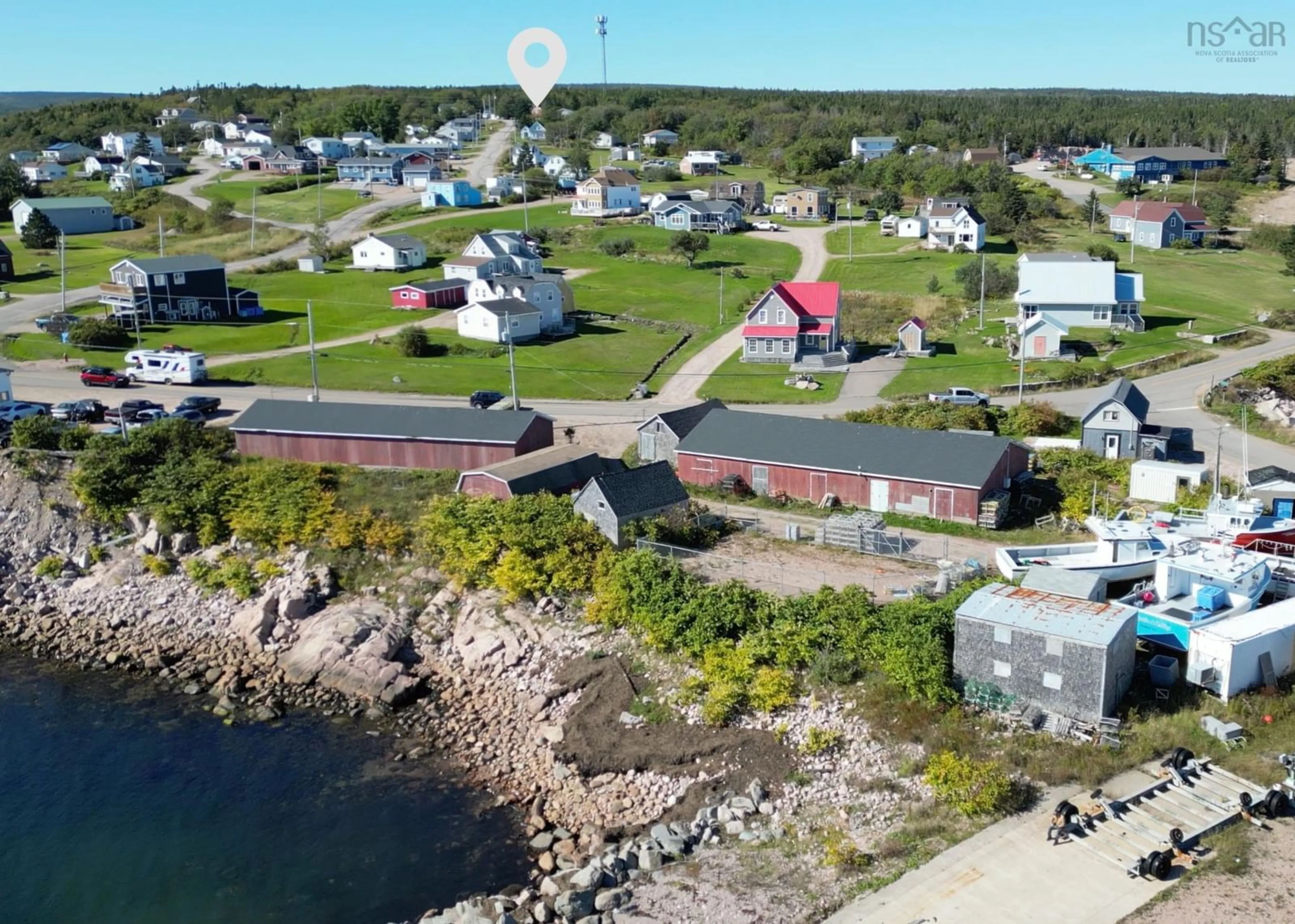 A pic from outside/outdoor area/front of a property/back of a property/a pic from drone, water/lake/river/ocean view for 96 Ocean View Drive, Neils Harbour Nova Scotia B0C 1G0