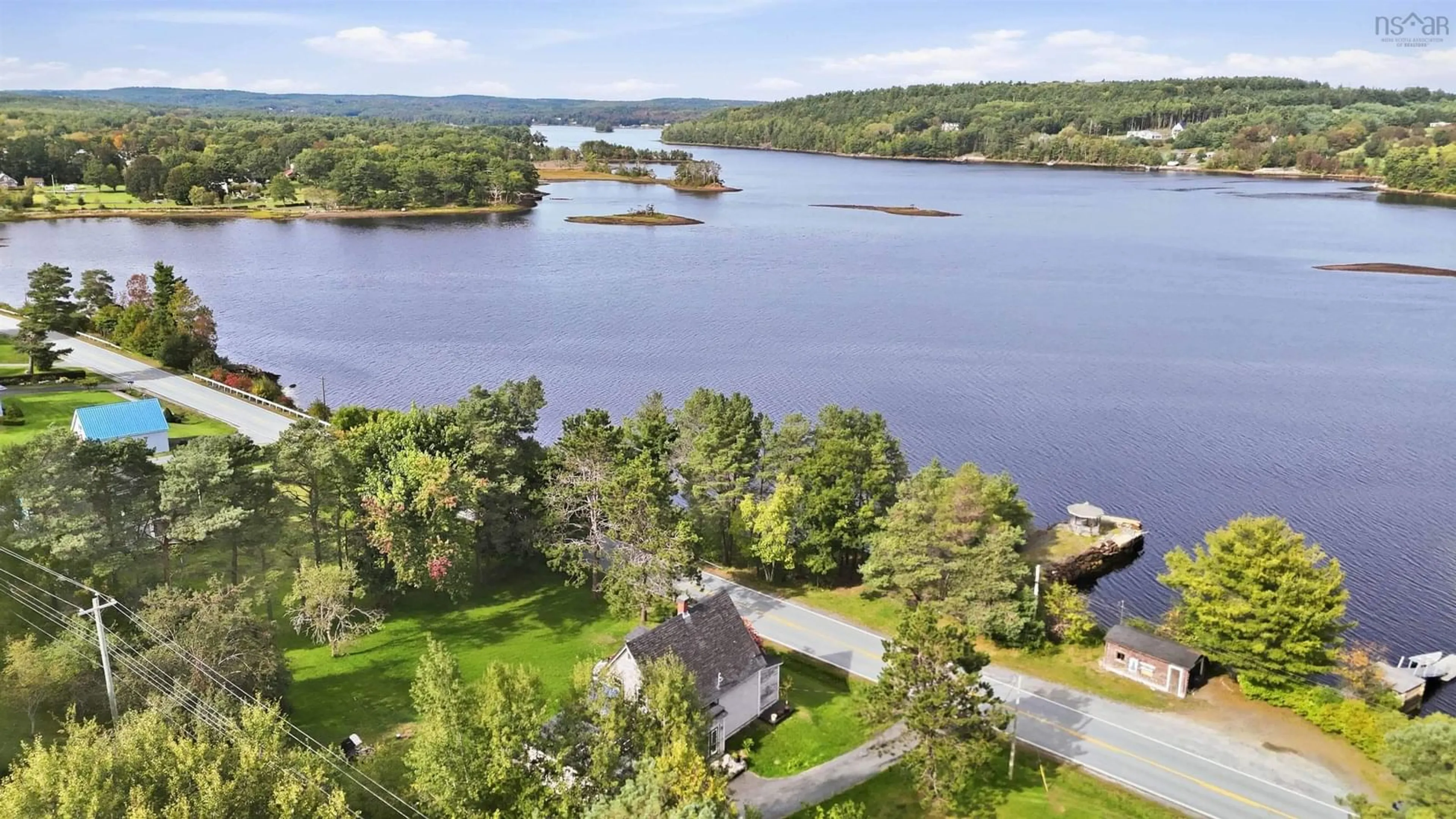 A pic from outside/outdoor area/front of a property/back of a property/a pic from drone, water/lake/river/ocean view for 1848 Highway 331, West Lahave Nova Scotia B0R 1G0