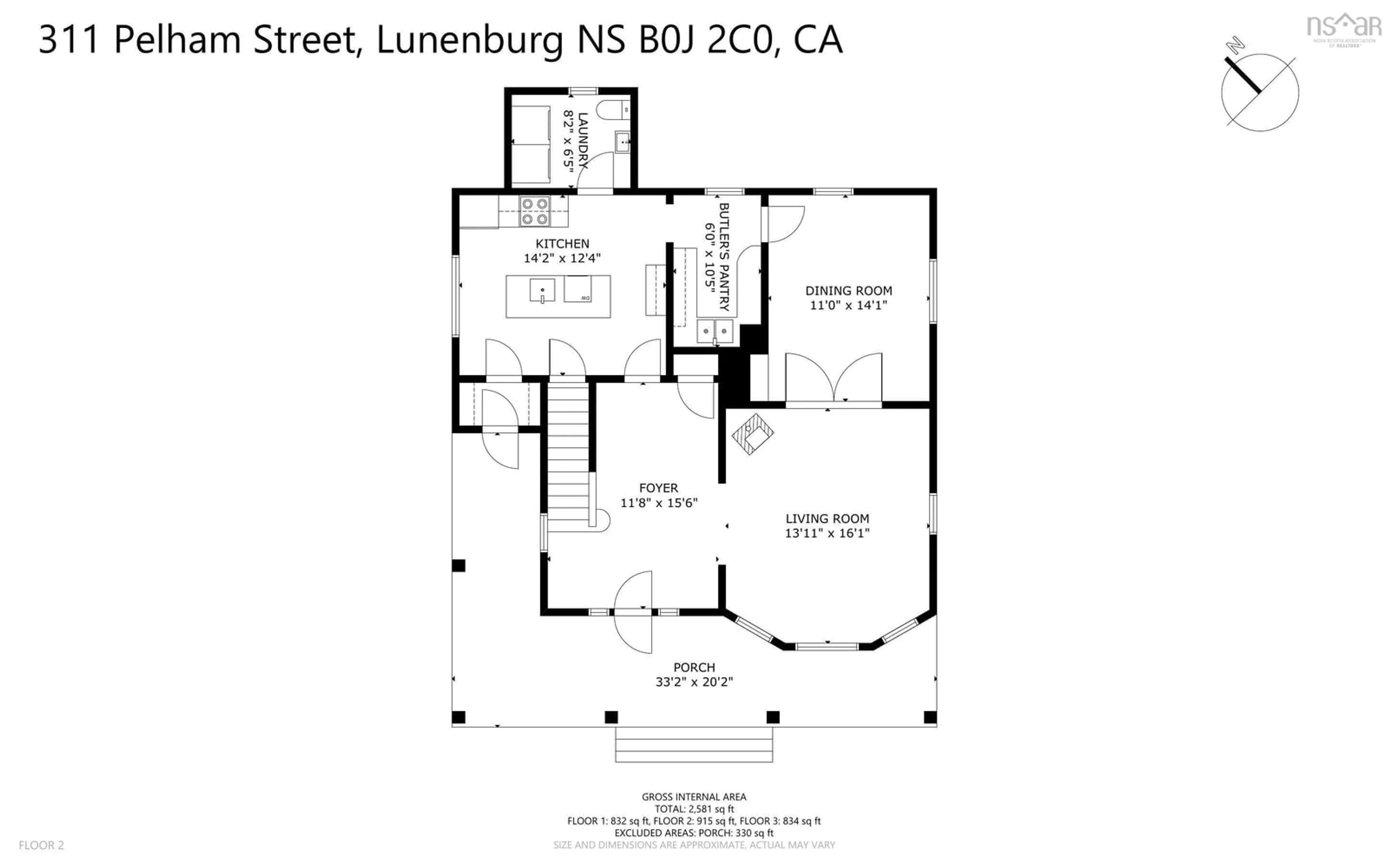 Floor plan for 311 Pelham St, Lunenburg Nova Scotia B0J 2C0