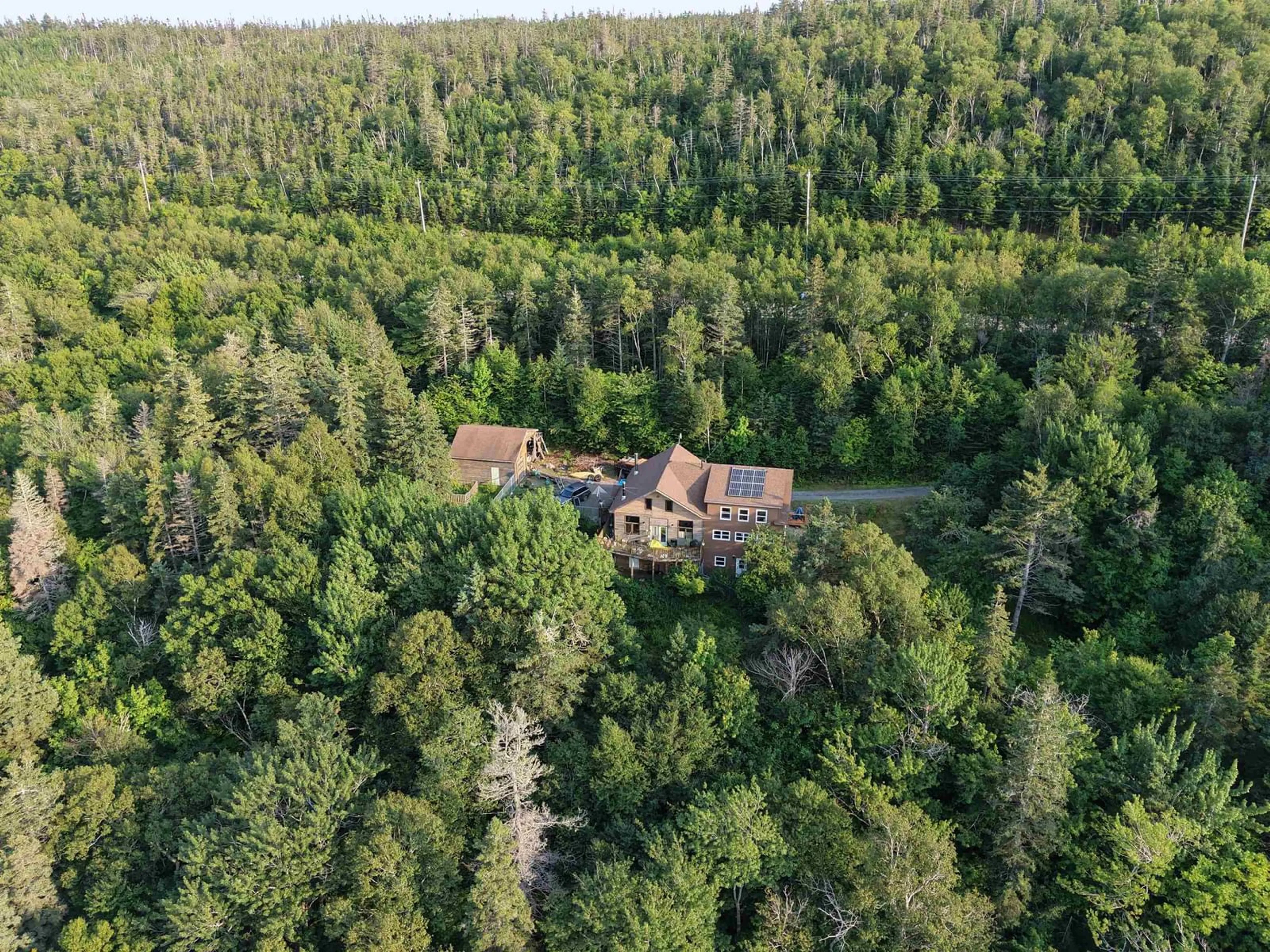 A pic from outside/outdoor area/front of a property/back of a property/a pic from drone, forest/trees view for 7980 Highway 16, Halfway Cove Nova Scotia B0H 1N0