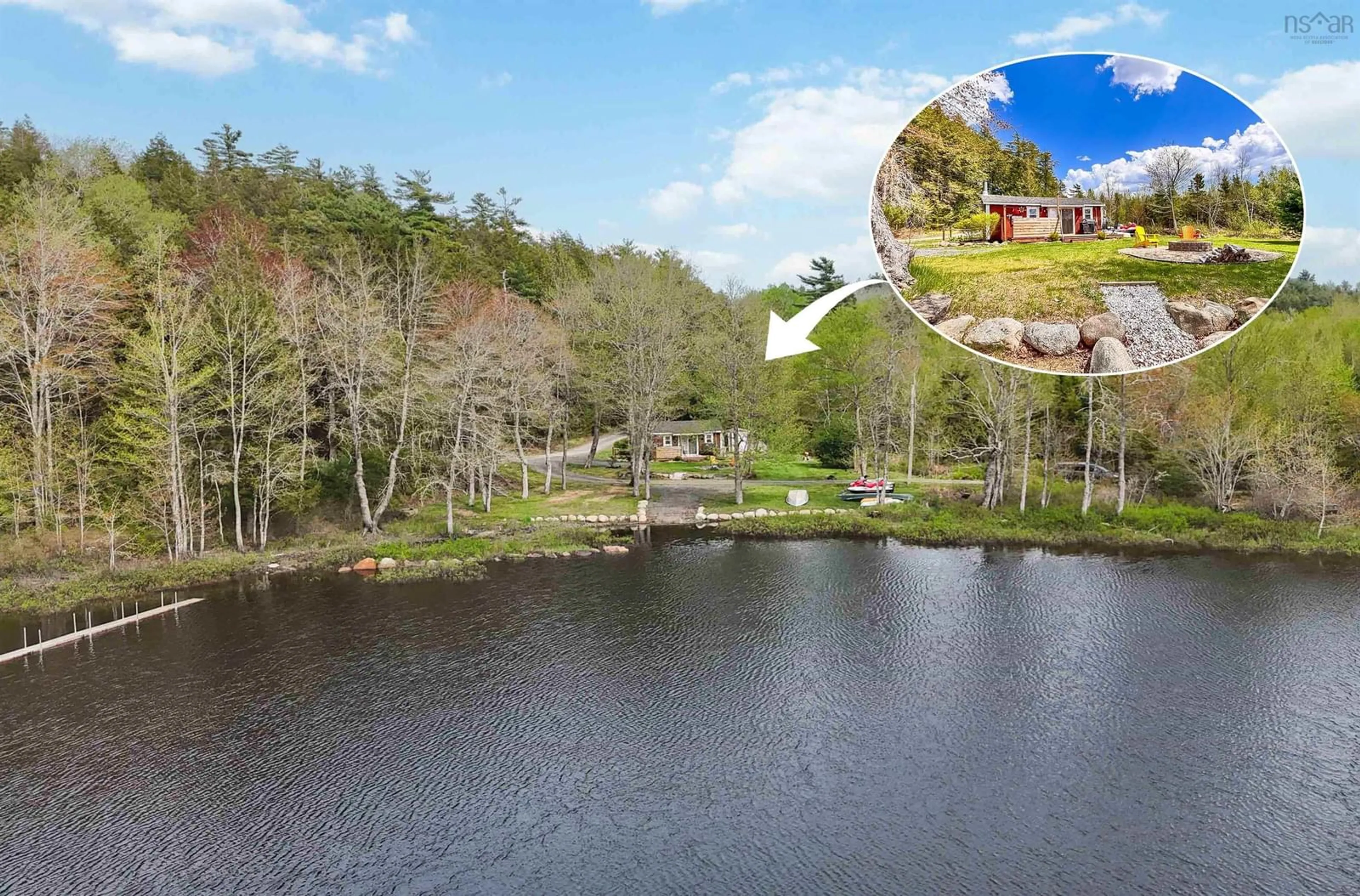 A pic from outside/outdoor area/front of a property/back of a property/a pic from drone, water/lake/river/ocean view for 31 Flossie Lane, Buckfield Nova Scotia B0T 1E0