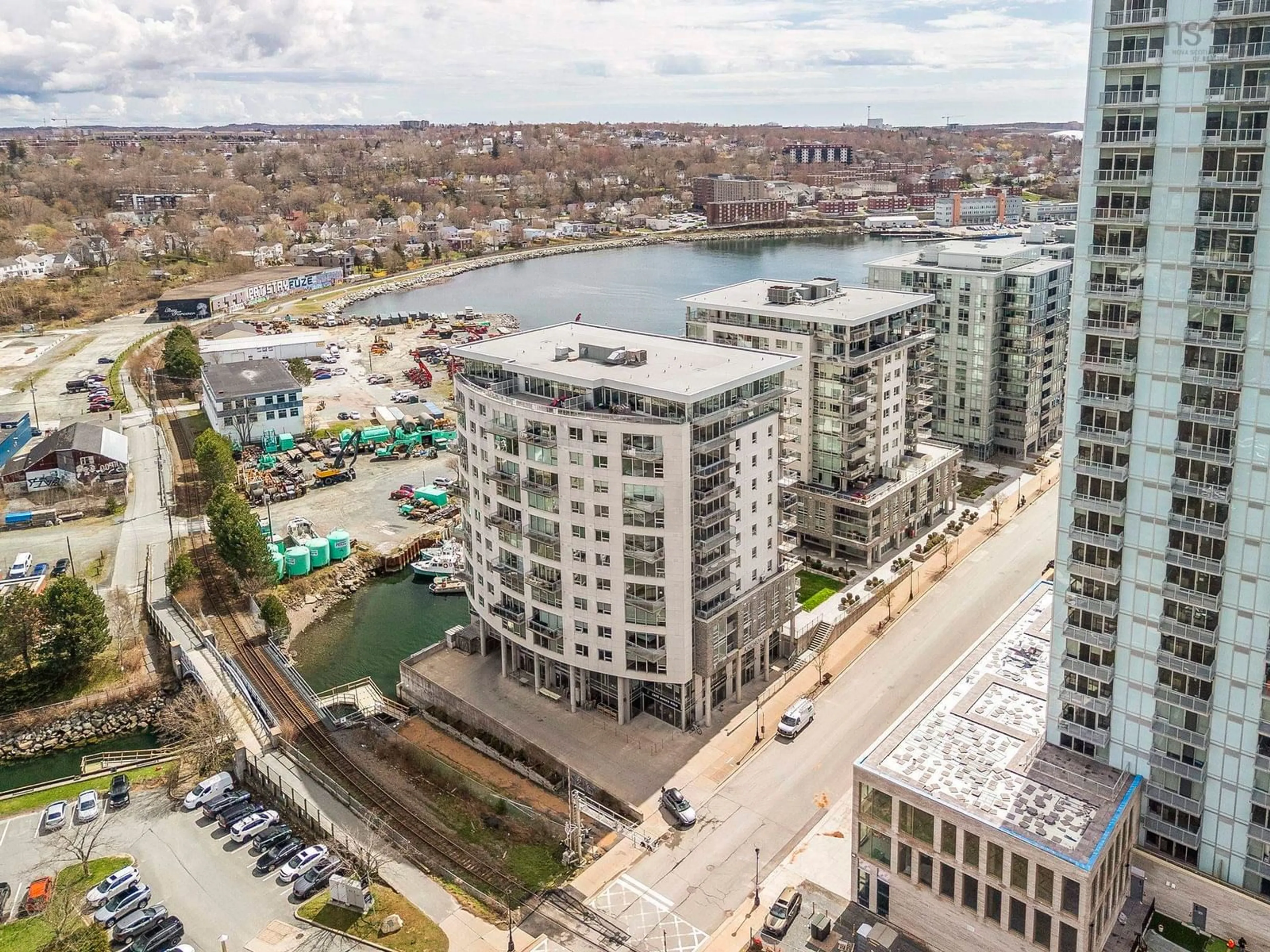 A pic from outside/outdoor area/front of a property/back of a property/a pic from drone, city buildings view from balcony for 15 Kings Wharf Pl #1007, Dartmouth Nova Scotia B2Y 0C2