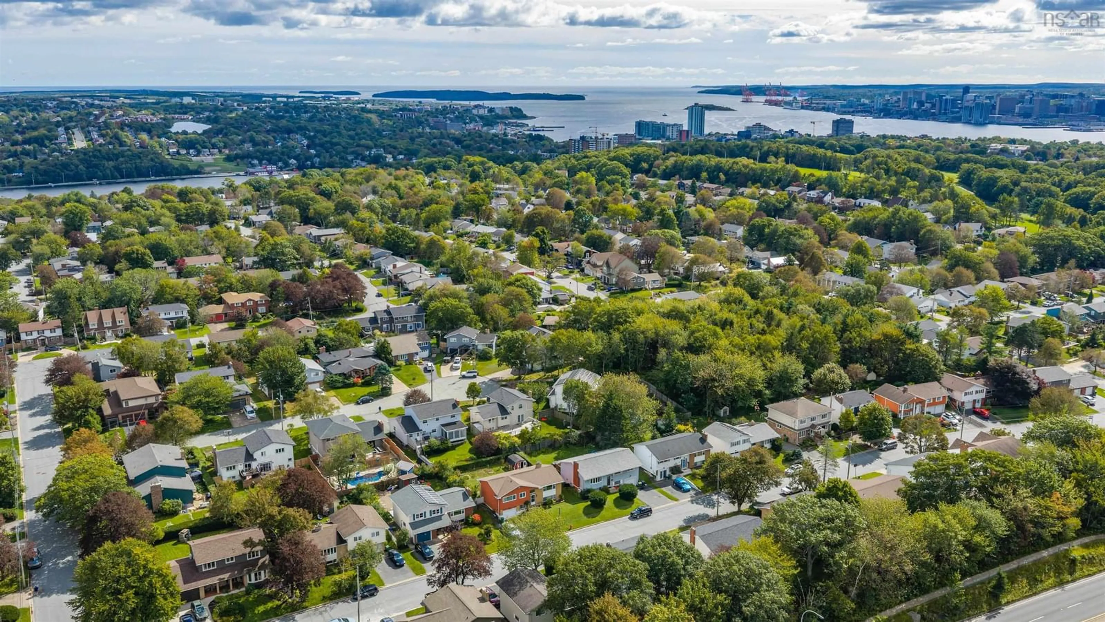 A pic from outside/outdoor area/front of a property/back of a property/a pic from drone, water/lake/river/ocean view for 47 Kingston Cres, Dartmouth Nova Scotia B3A 2L9