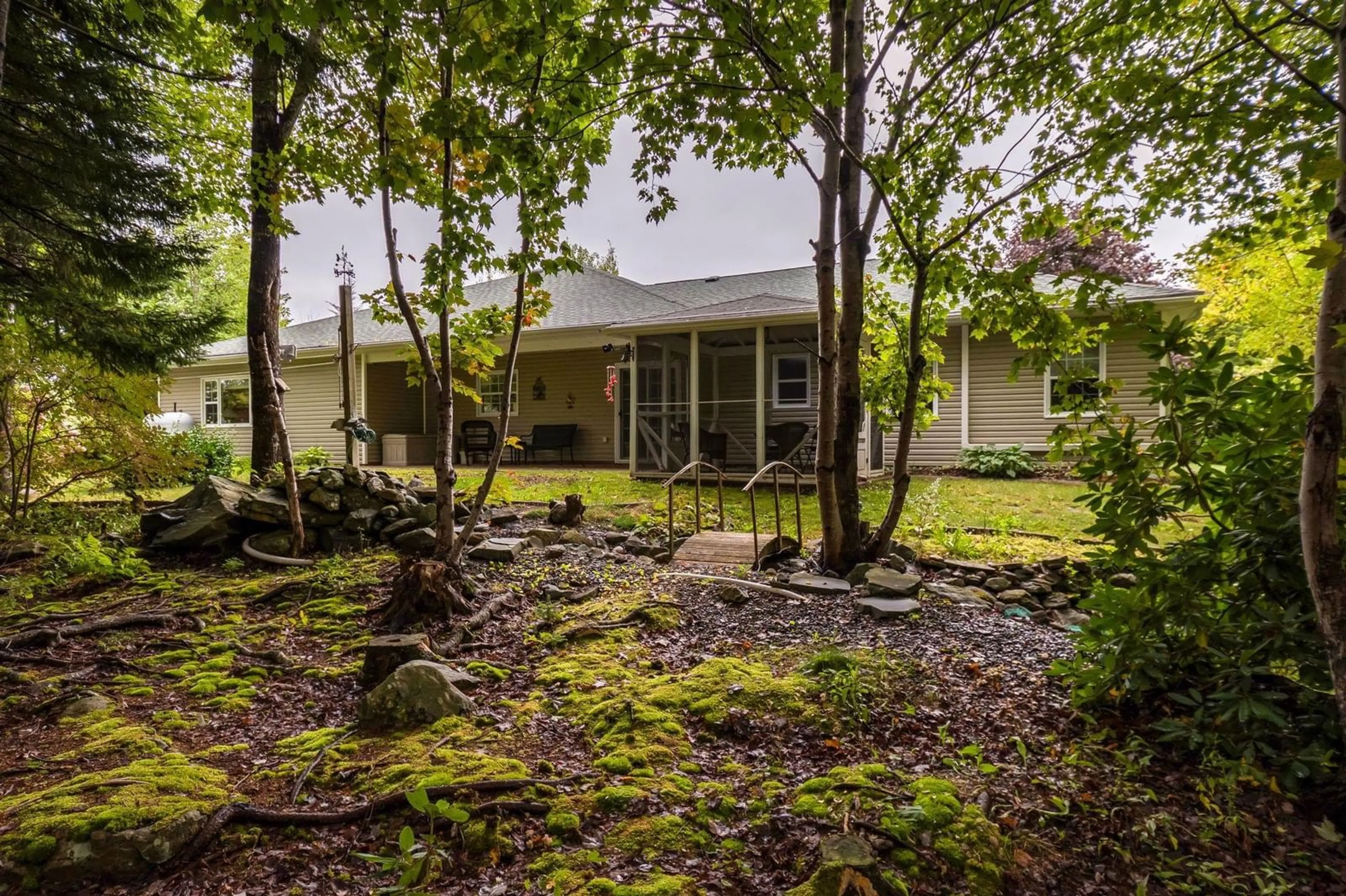 Patio, forest/trees view for 68 Two Rivers Dr, Mineville Nova Scotia B2Z 1K3