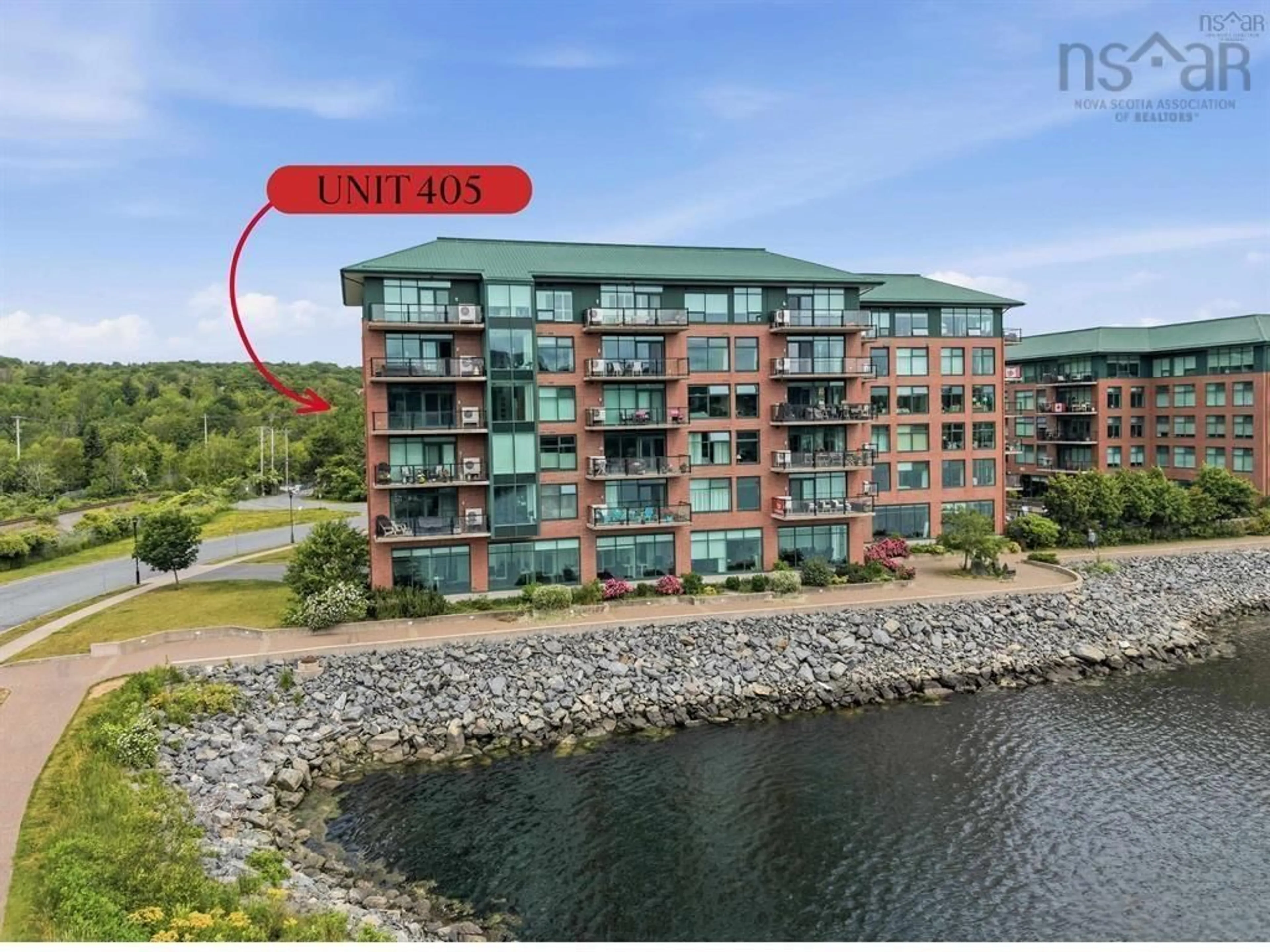 A pic from outside/outdoor area/front of a property/back of a property/a pic from drone, water/lake/river/ocean view for 220 Waterfront Dr #405, Bedford Nova Scotia B4A 0H3