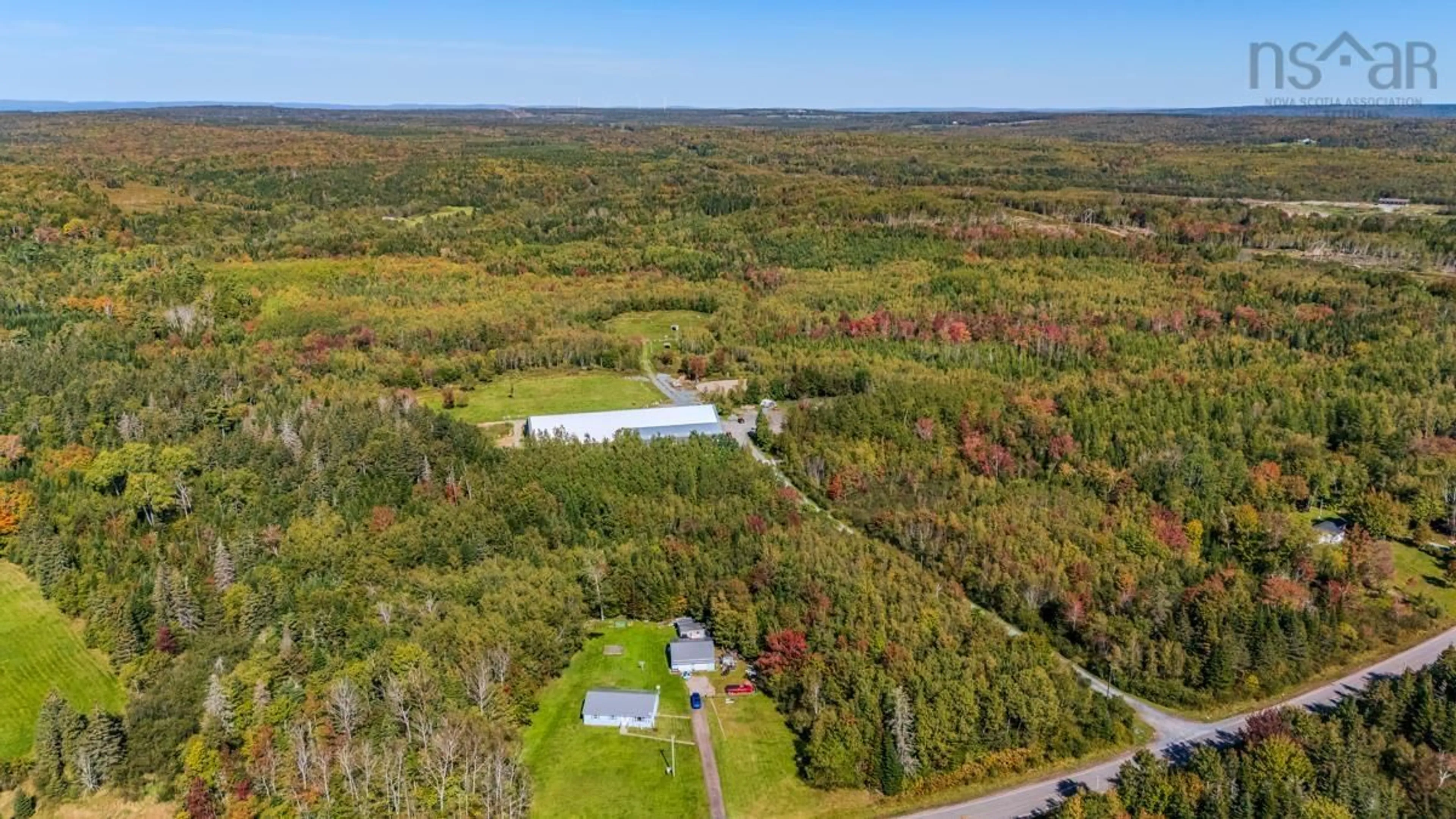 A pic from outside/outdoor area/front of a property/back of a property/a pic from drone, forest/trees view for 1554 Pleasant Valley Rd, Green Creek Nova Scotia B0N 1C0
