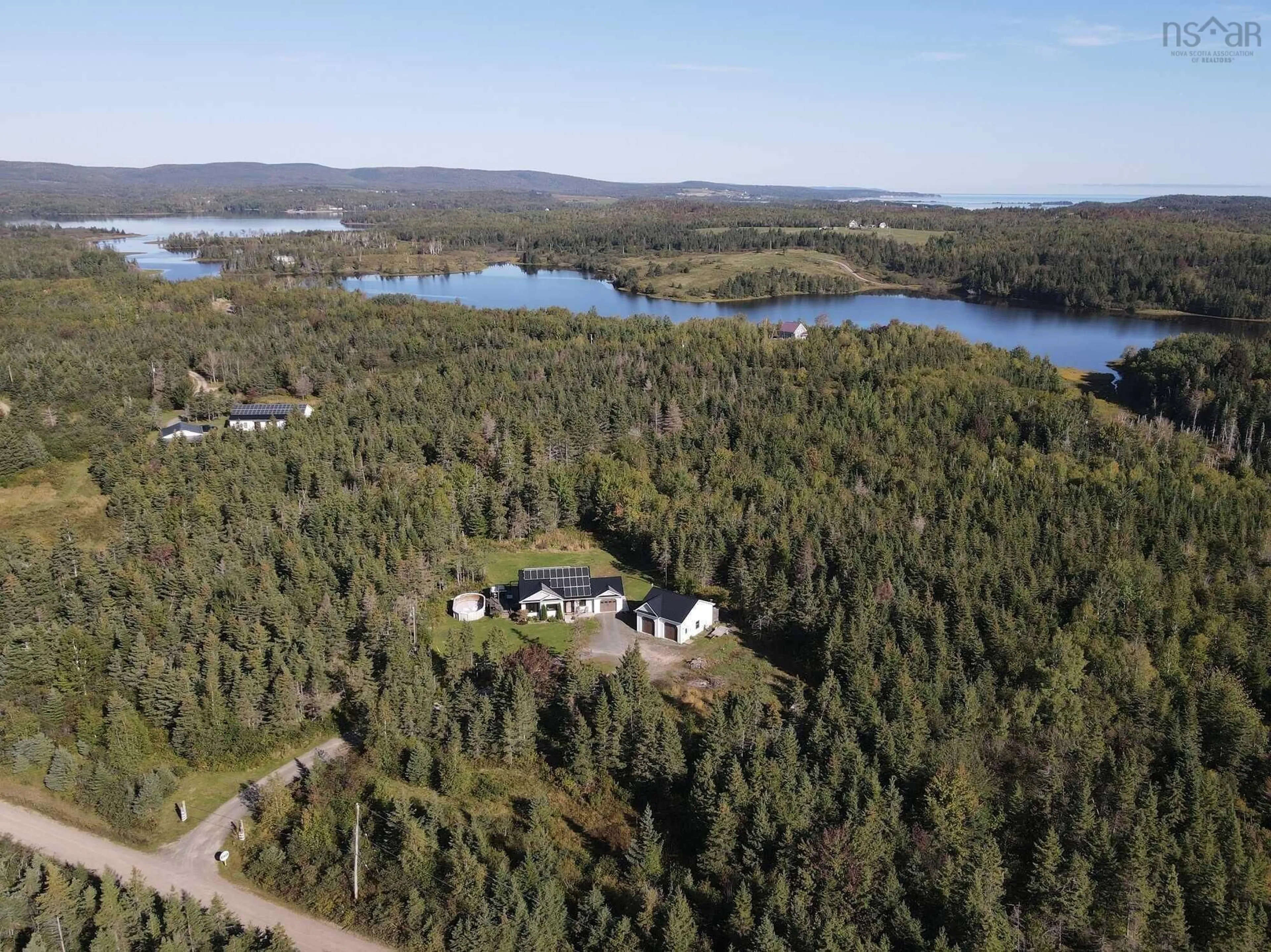 A pic from outside/outdoor area/front of a property/back of a property/a pic from drone, water/lake/river/ocean view for 40 Naveen Lane, Antigonish Nova Scotia B2G 2L4