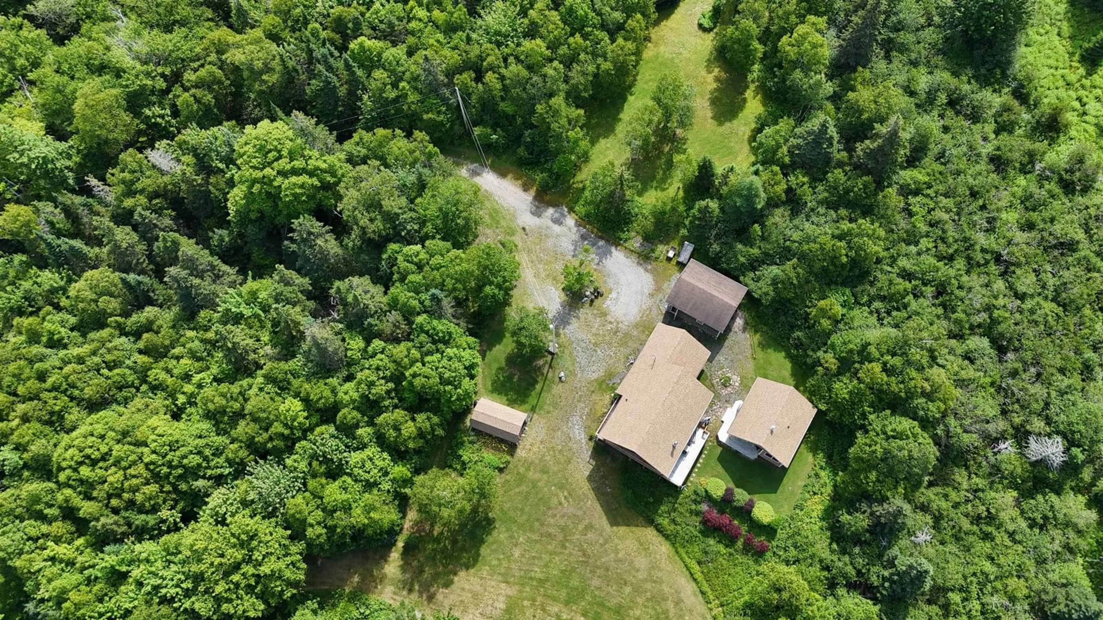 A pic from outside/outdoor area/front of a property/back of a property/a pic from drone, forest/trees view for 14515 Highway 4, Hay Cove Nova Scotia B0E 3B0