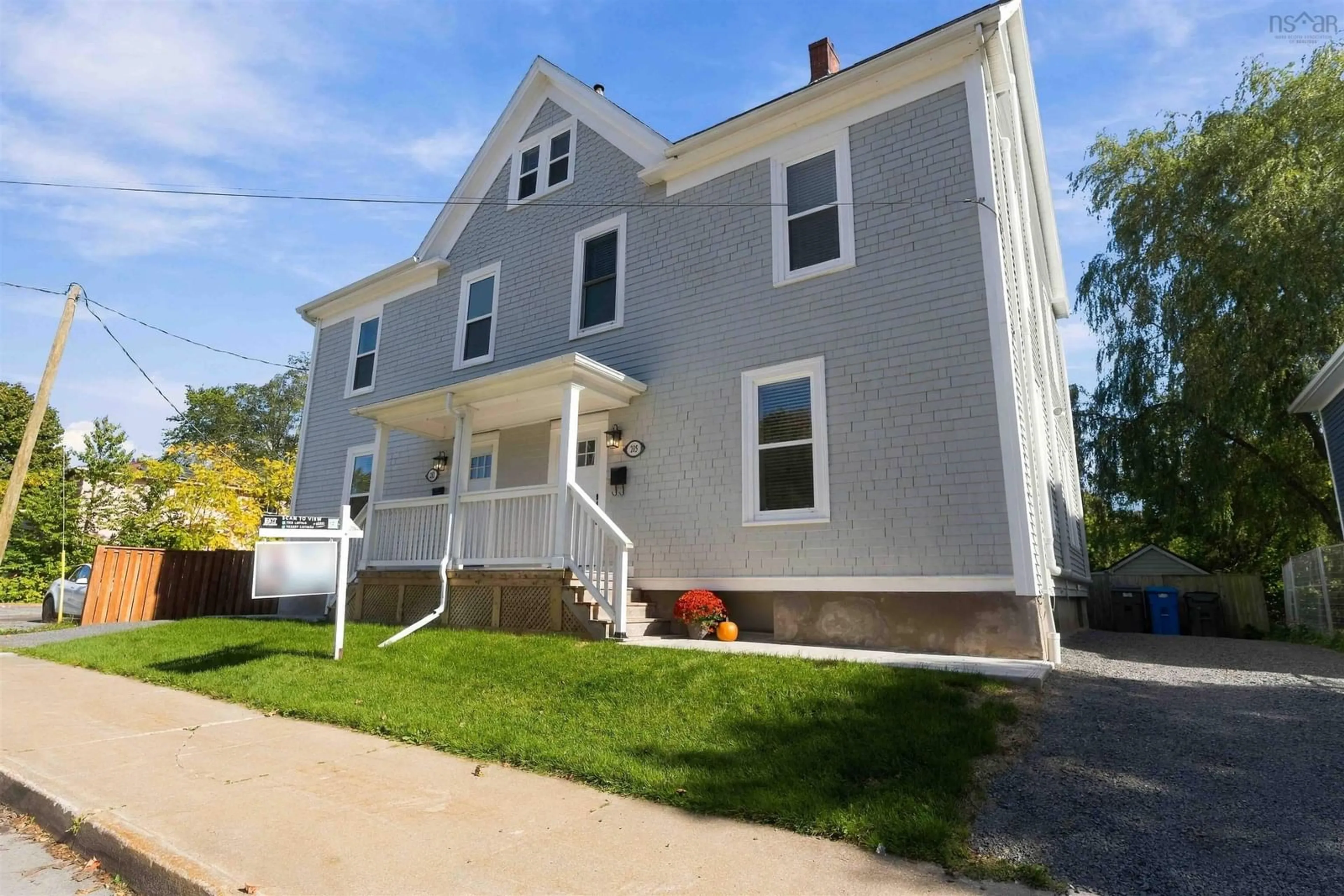 Home with vinyl exterior material, street for 203/205 Gray St, Windsor Nova Scotia B0N 2T0