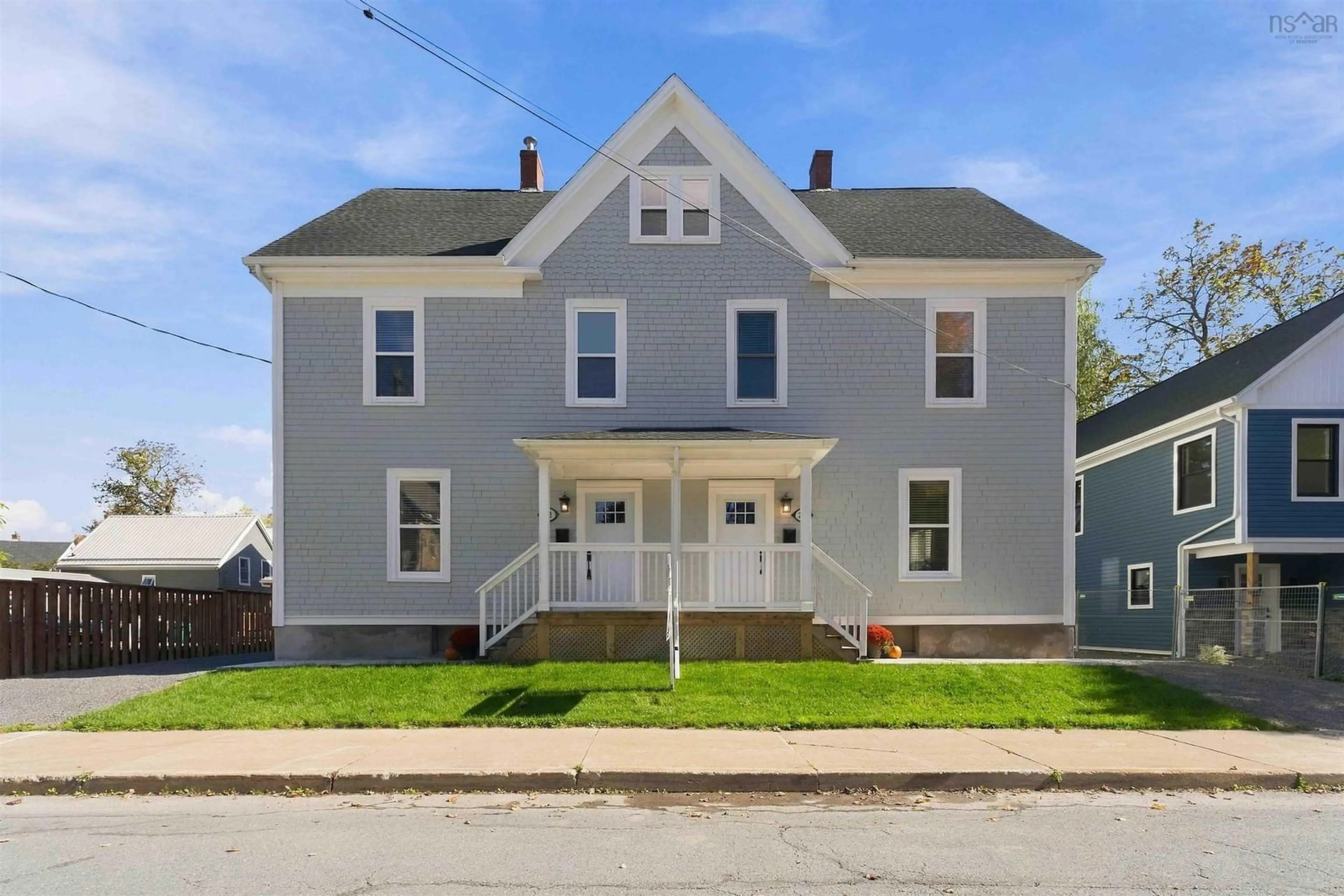 Home with vinyl exterior material, street for 203/205 Gray St, Windsor Nova Scotia B0N 2T0