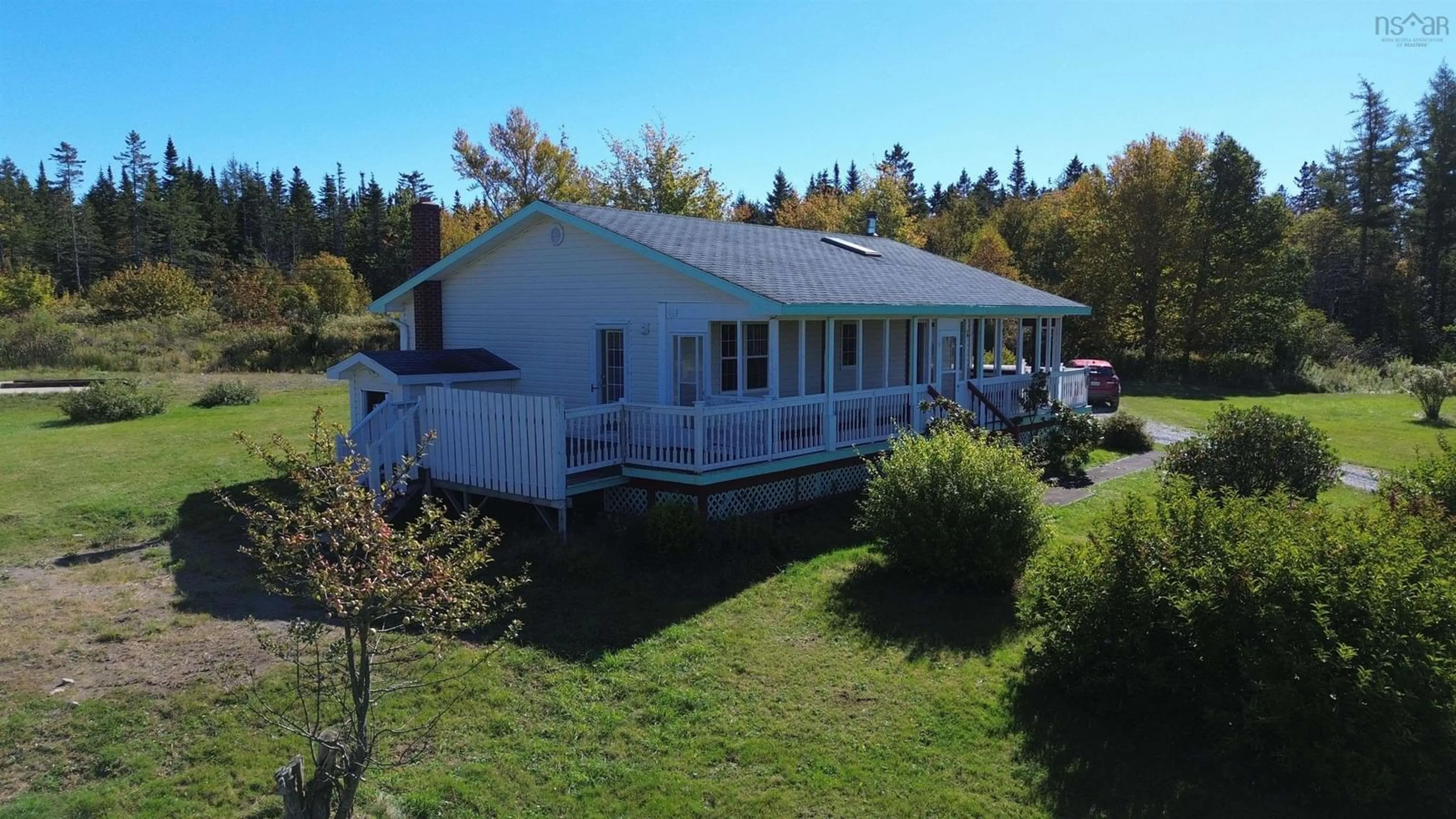 A pic from outside/outdoor area/front of a property/back of a property/a pic from drone, water/lake/river/ocean view for 290 Macvicar Road, Enon Nova Scotia B1J 1W5