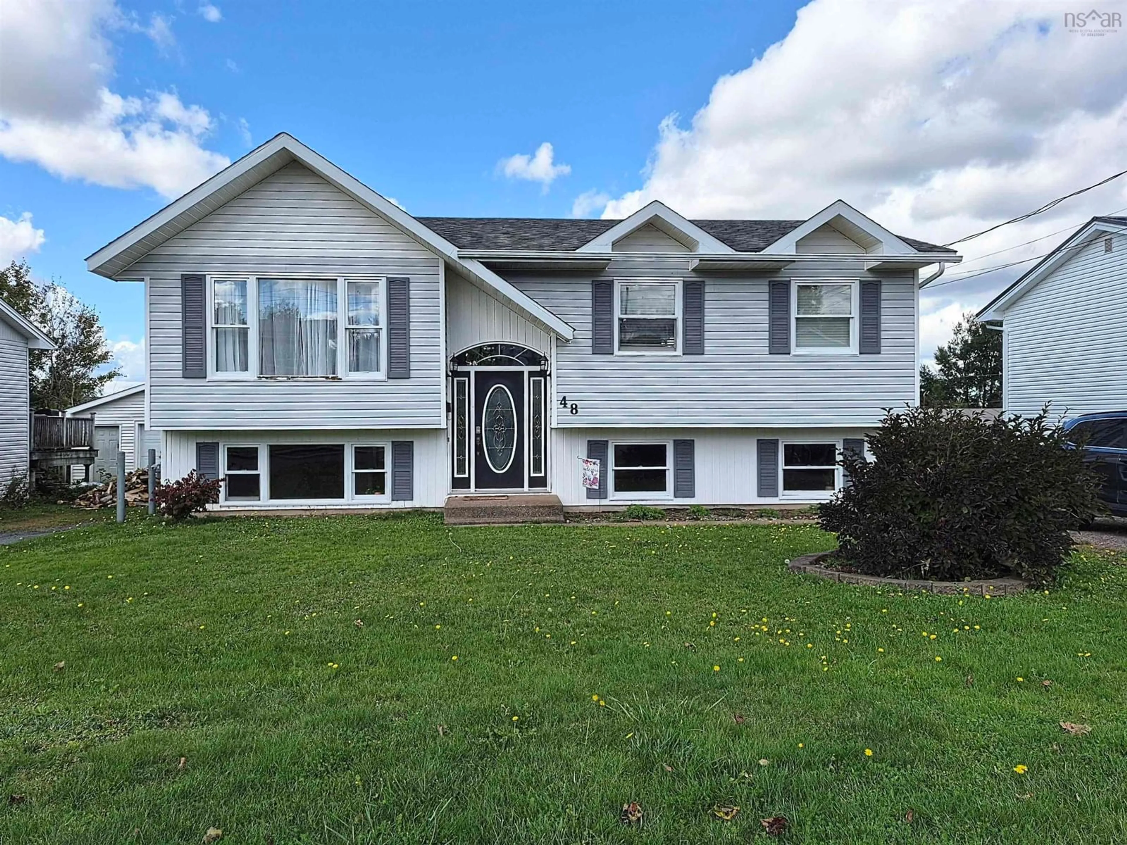 Home with vinyl exterior material, street for 48 Townshend Ave, Amherst Nova Scotia B4N 4N6