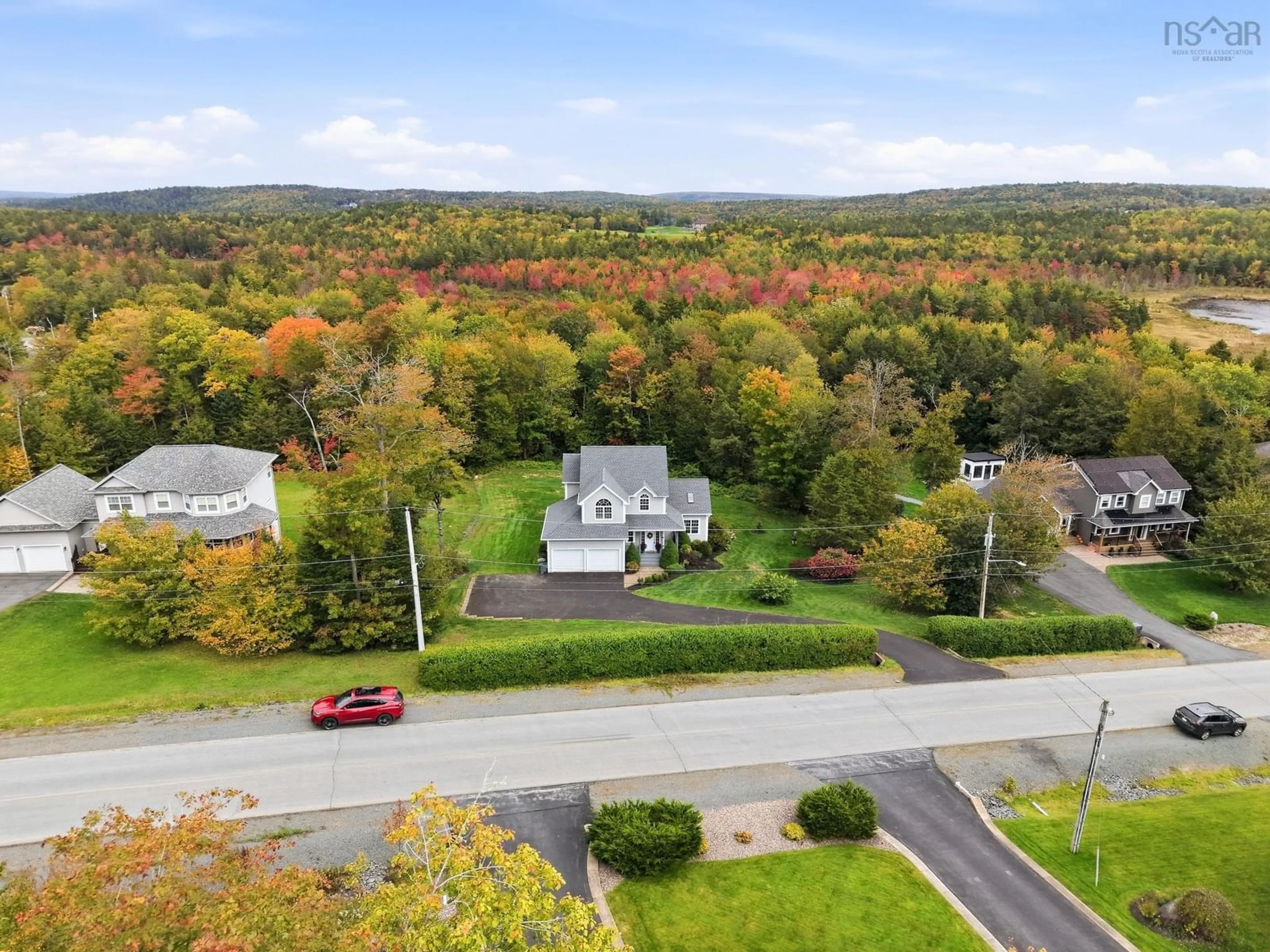 A pic from outside/outdoor area/front of a property/back of a property/a pic from drone, mountain view for 26 Vickilynn Lane, Windsor Junction Nova Scotia B2T 0C4